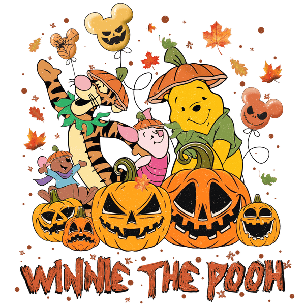 Winnie the Pooh Halloween ready to press DTF transfer design