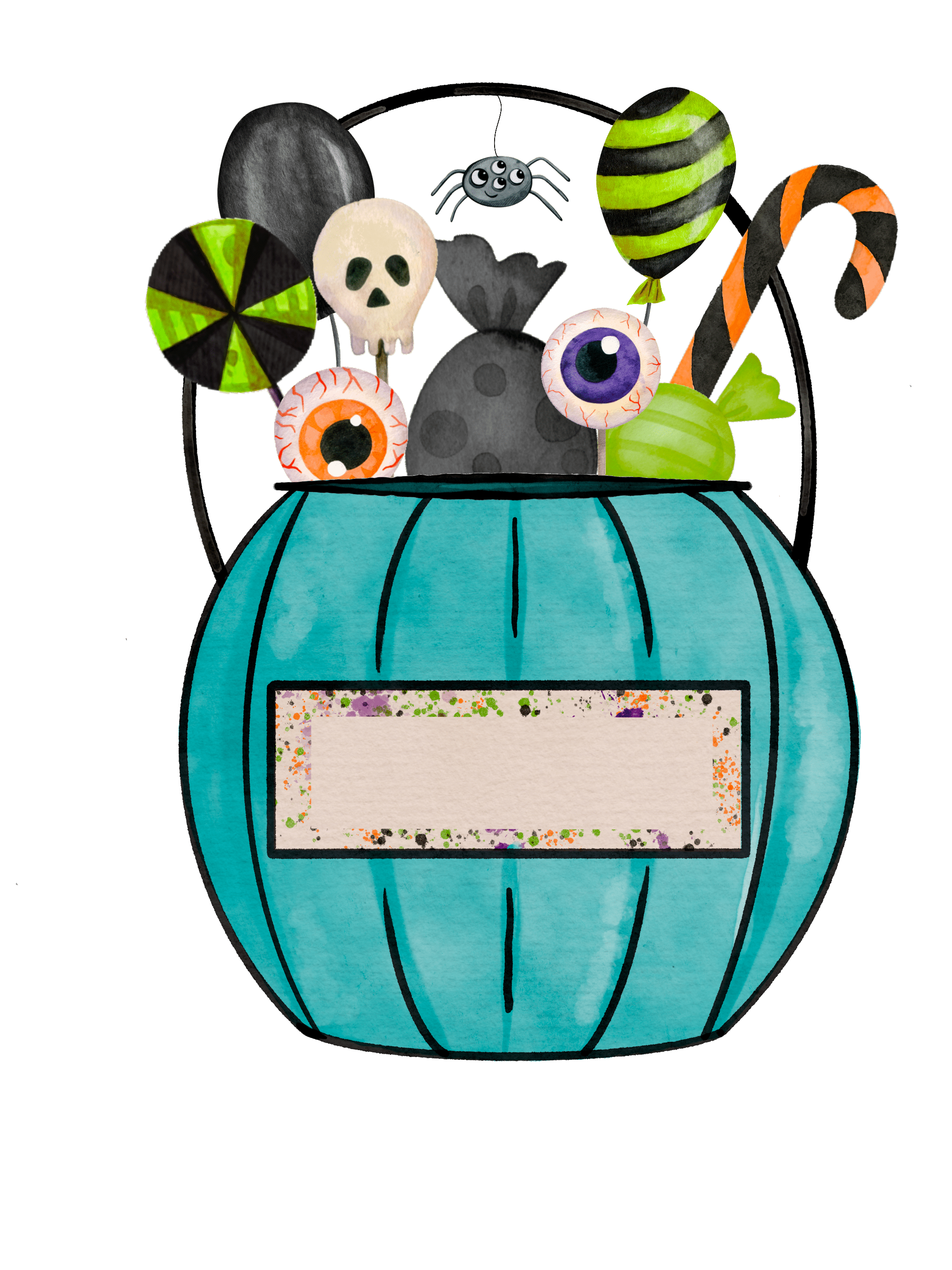 Halloween Blue Candy Bucket | Halloween Ready To Press Designs