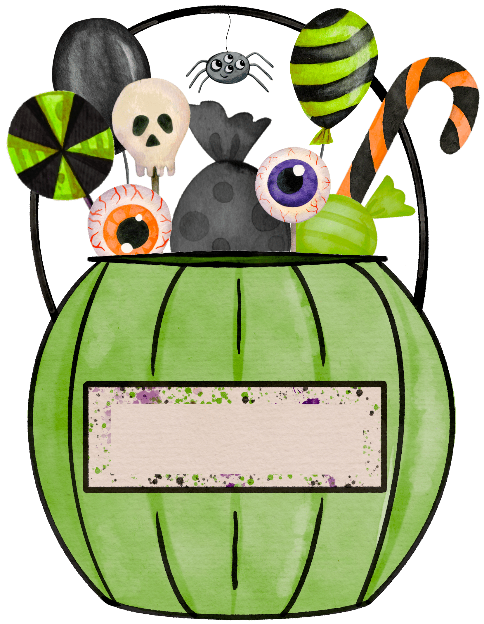 Halloween Green Candy Bucket | Halloween Ready To Press Designs