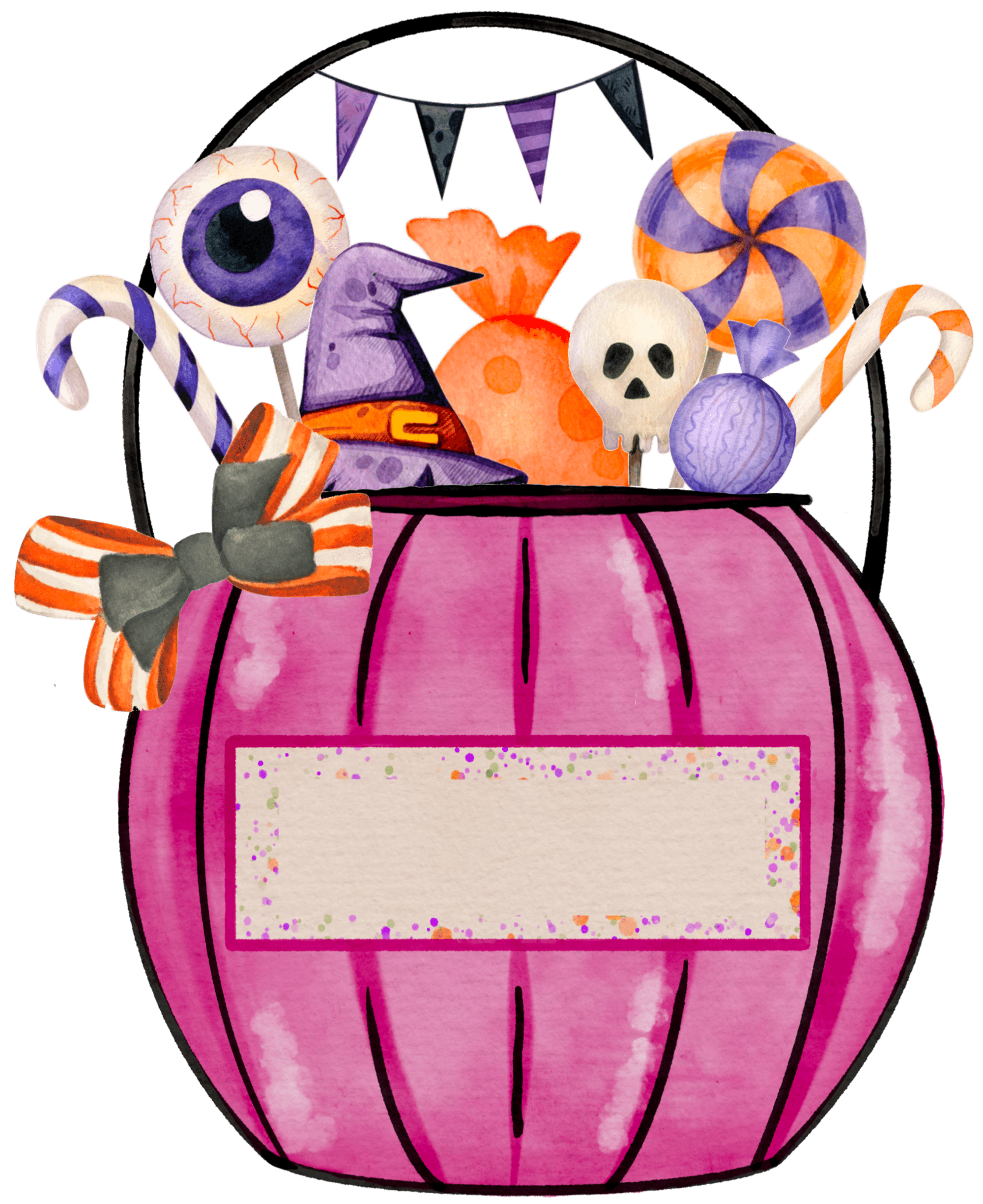 Halloween Pink Candy Bucket | Halloween Ready To Press Designs