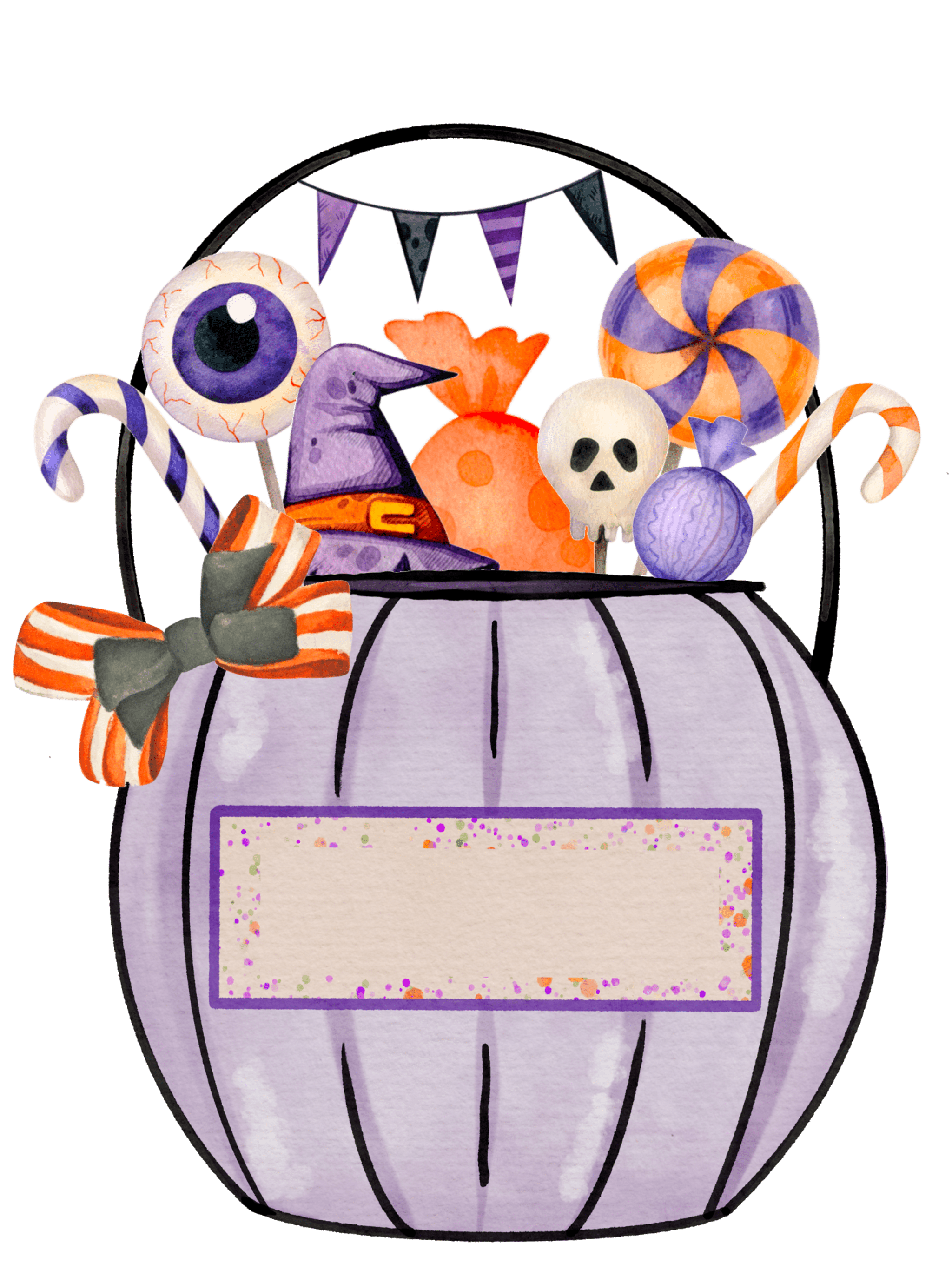 Halloween Purple Candy Bucket | Halloween Ready To Press Designs