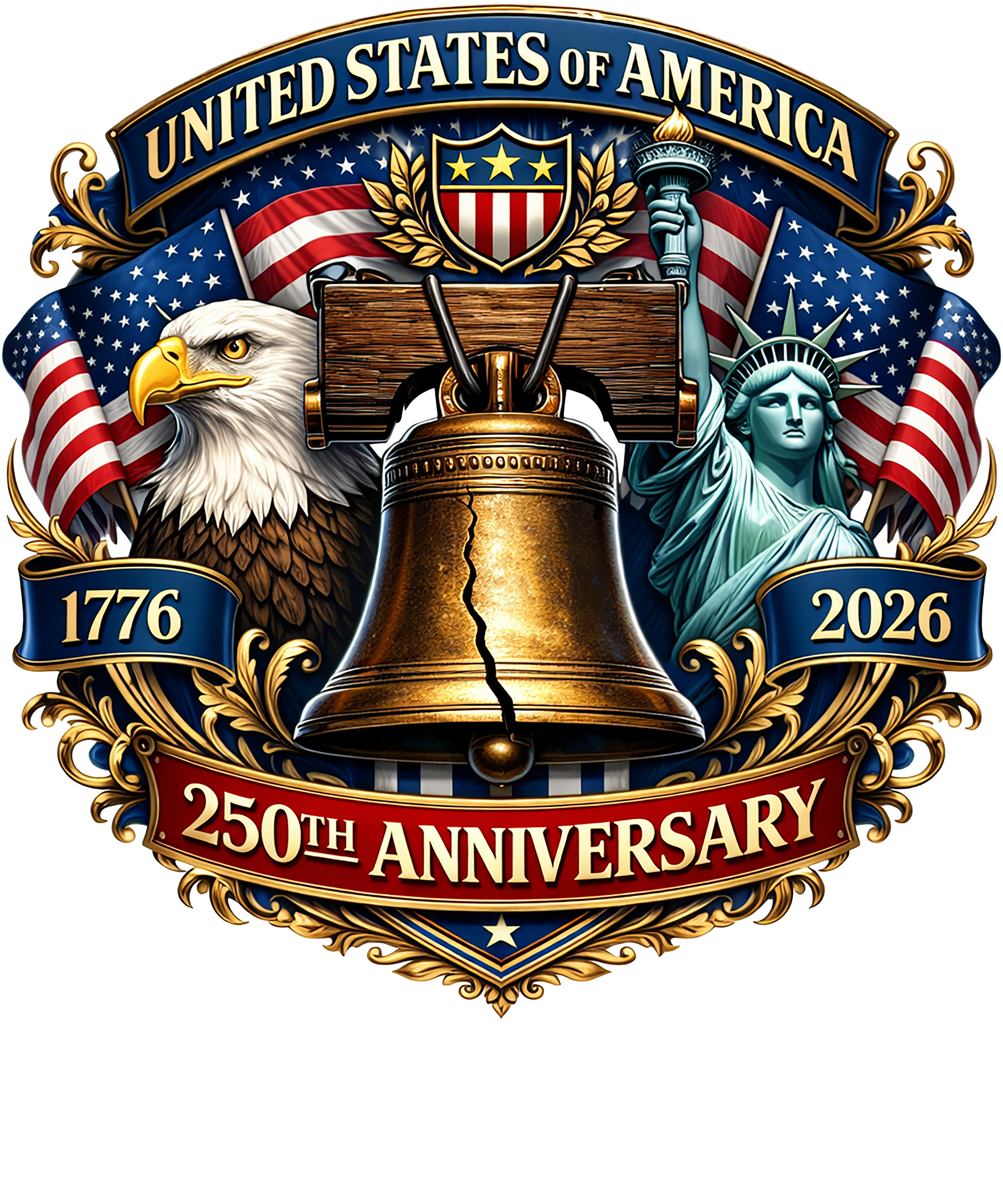 Eagle and Statue Of Liberty - USA 250th Anniversary DTF-Ready to Press (V2) | DTF Jersey