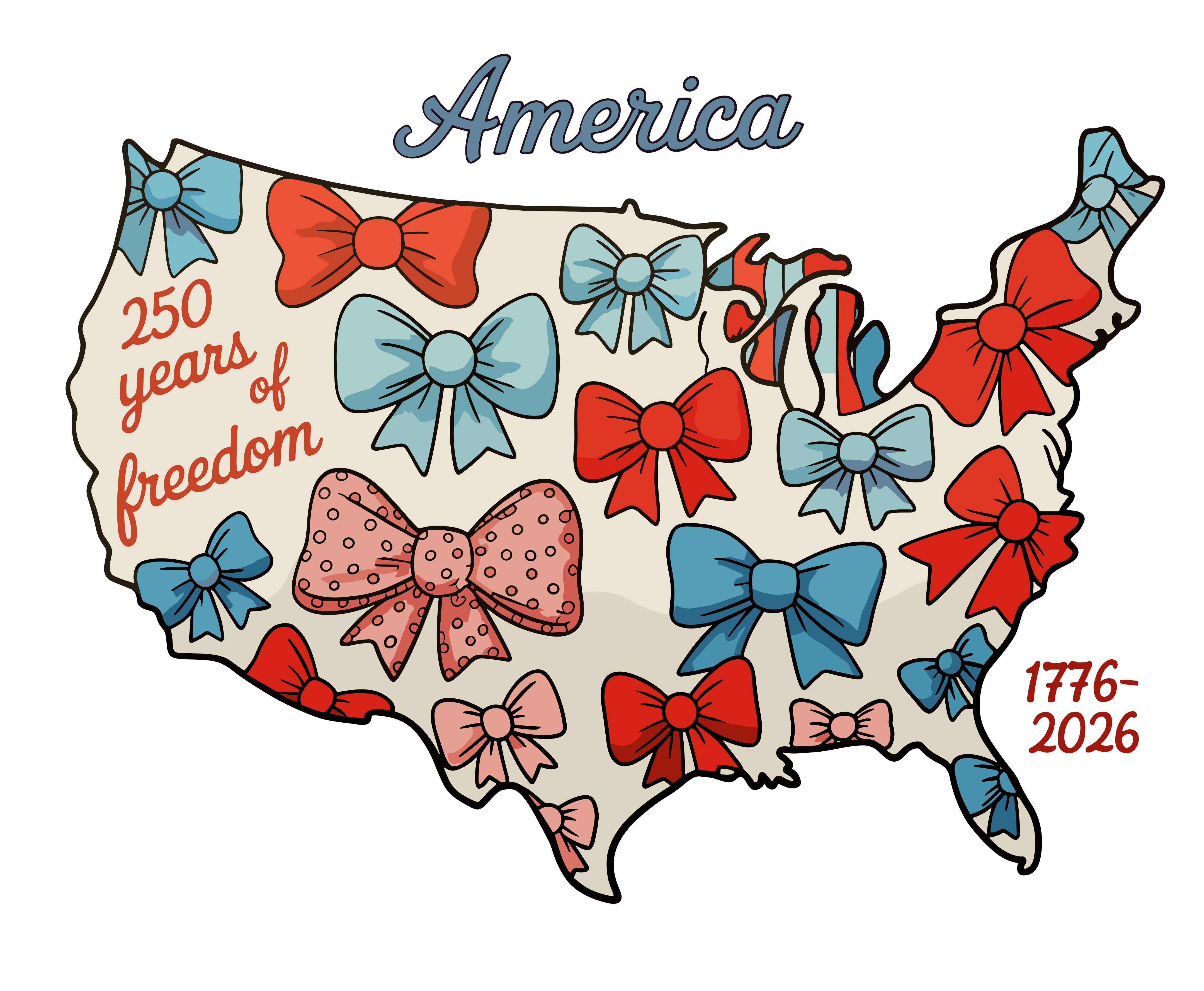 Ribbon Map - USA 250th Anniversary DTF-Ready to Press (V2) | DTF Jersey