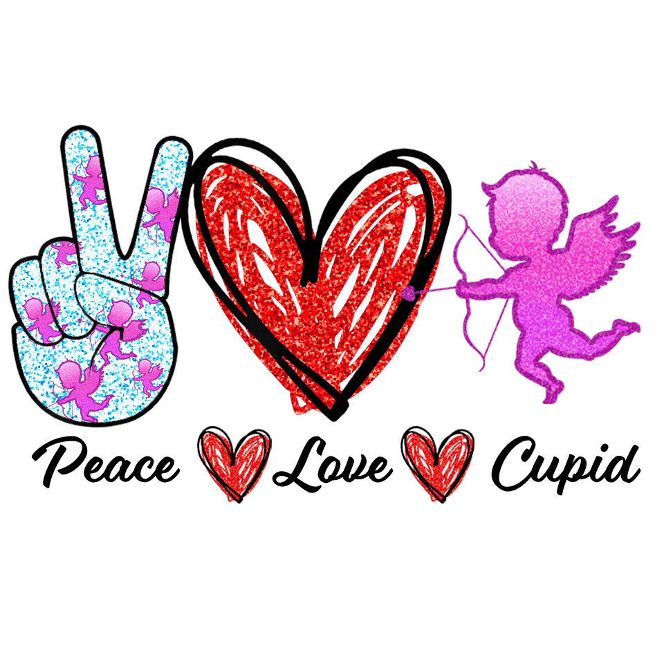 Peace Love Cupid Valentine's Design - DTF Ready To Press