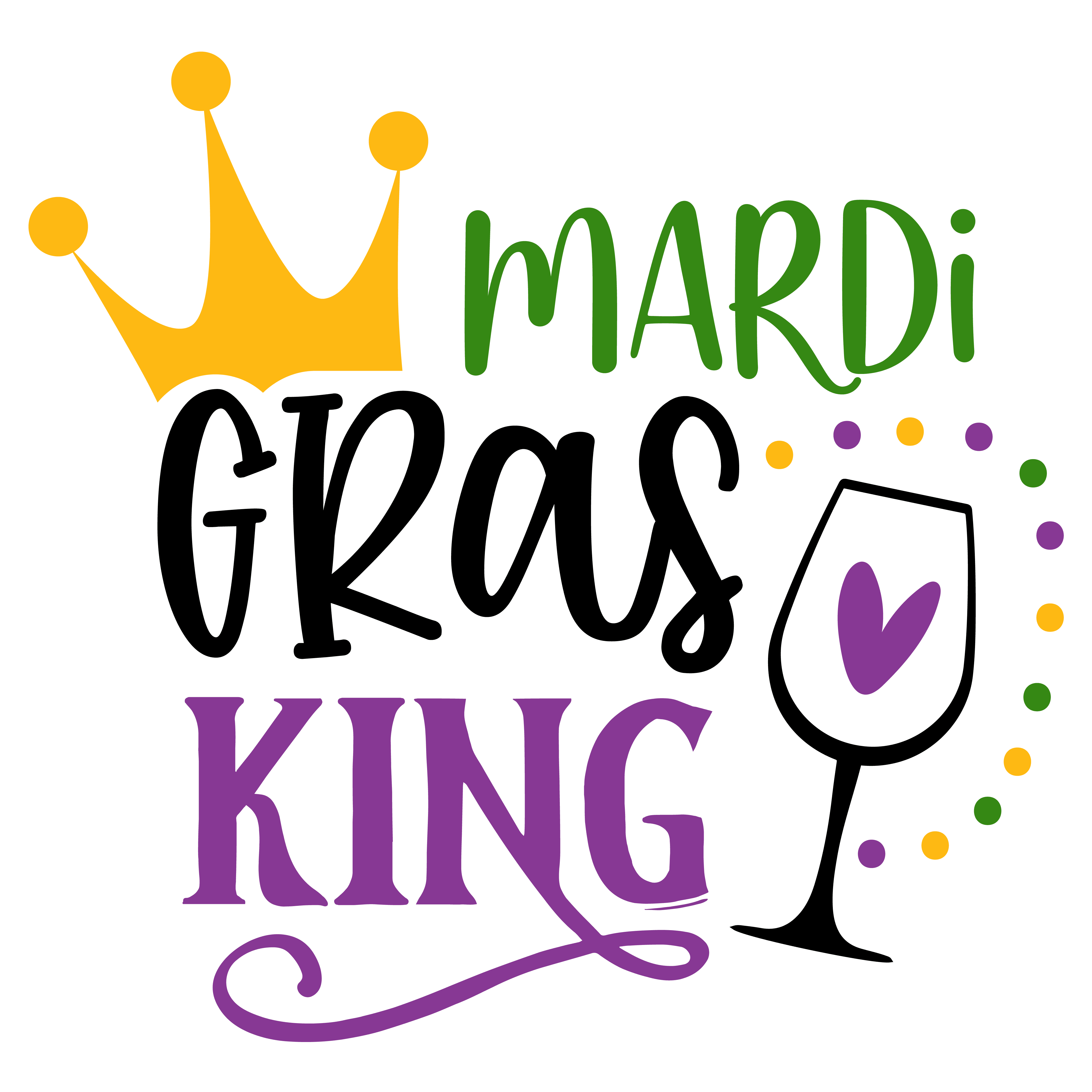 Mardi Gras King Design - DTF Ready To Press