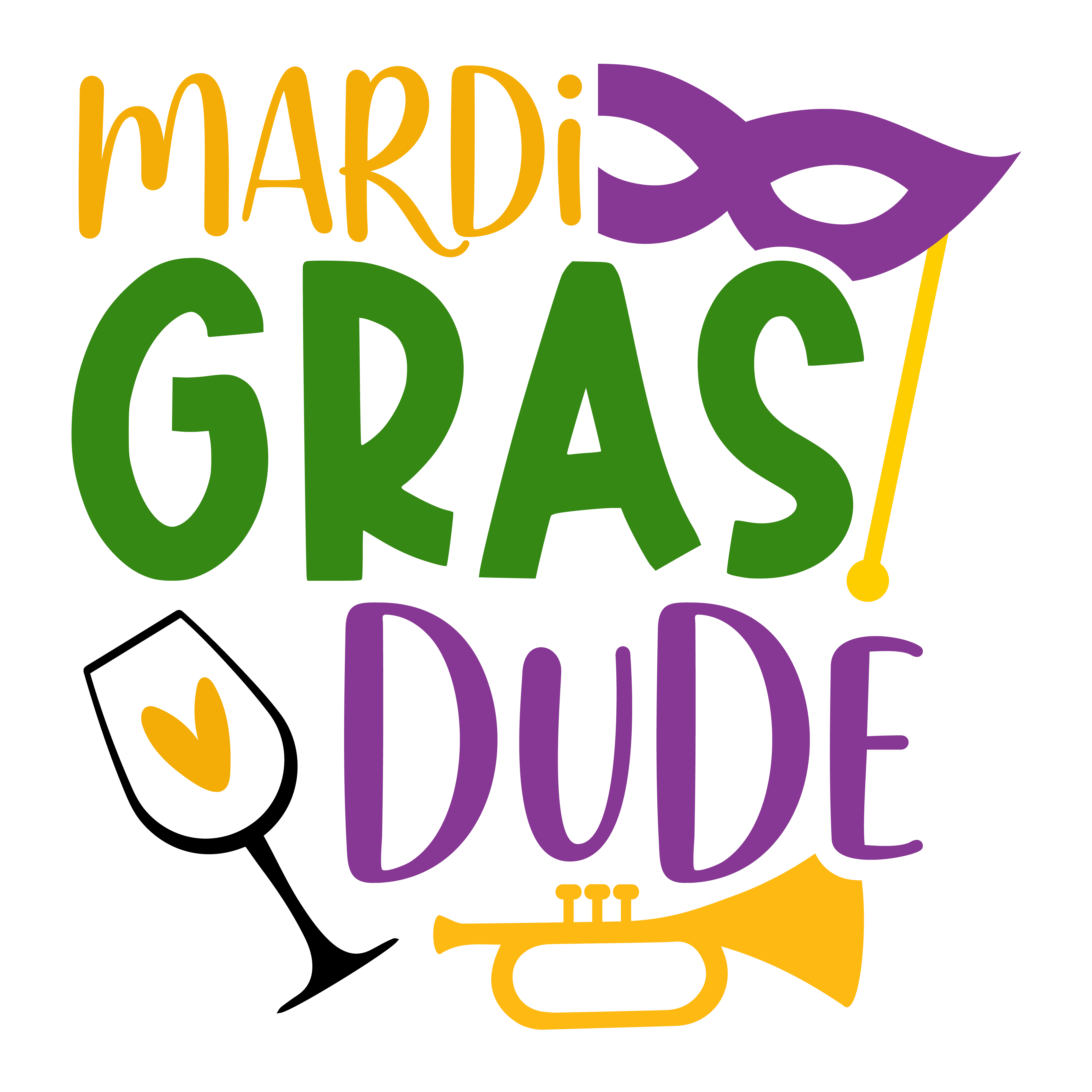 Mardi Gras Dude Design - DTF Ready To Press