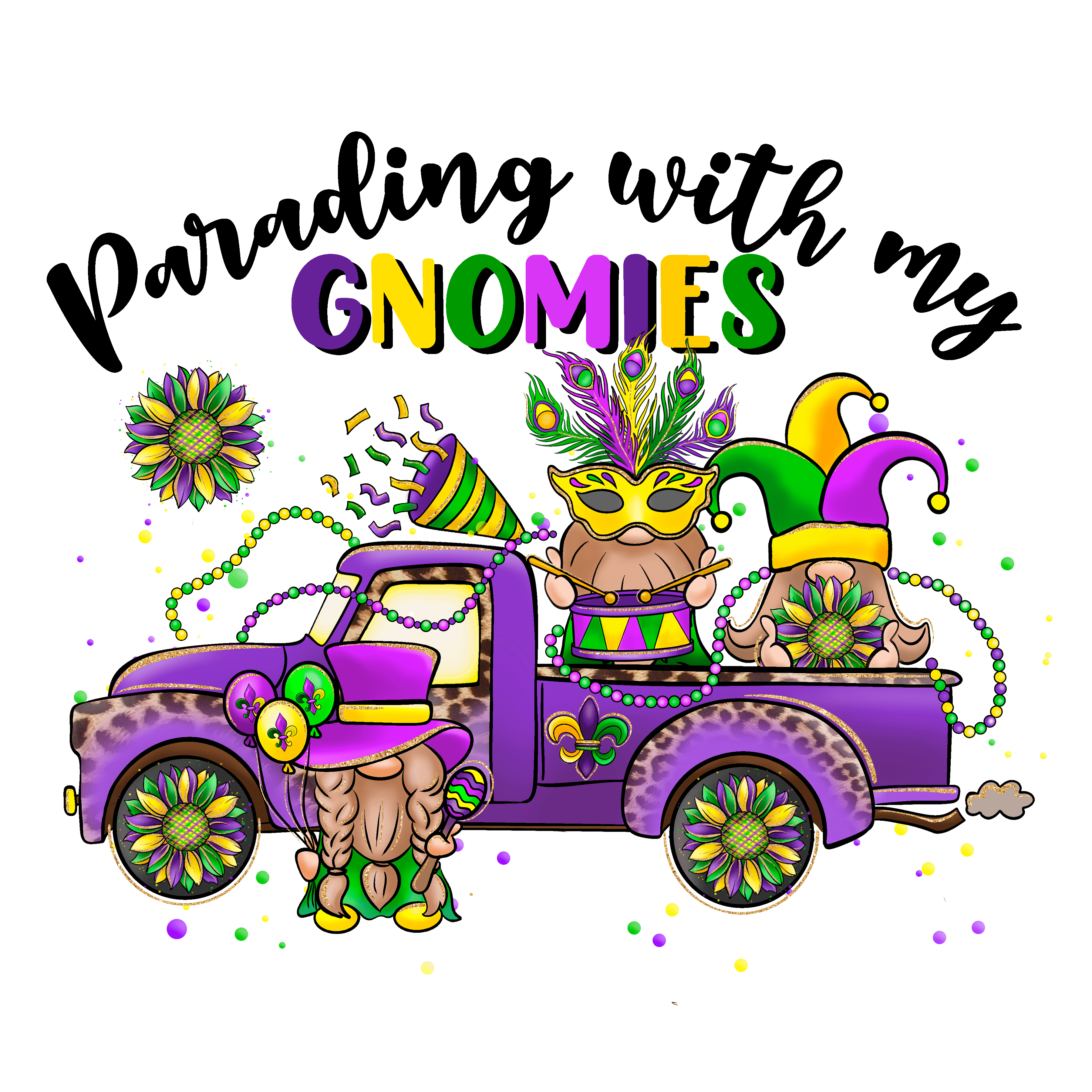 Parading with My Gnomies - Mardi Gras Design | DTF Jersey