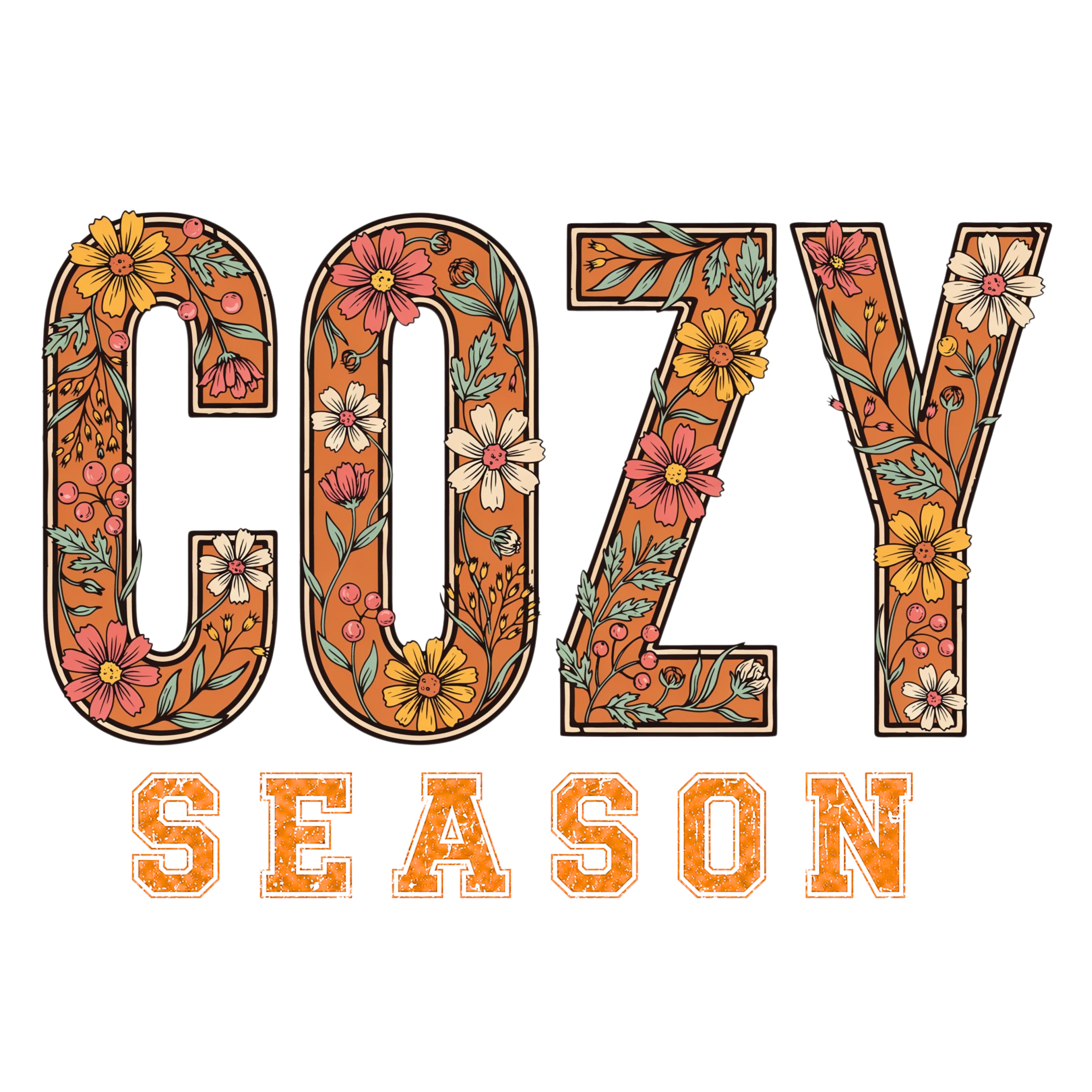 Cozy Season Floral Fall DTF Ready to Press | DTF Jersey