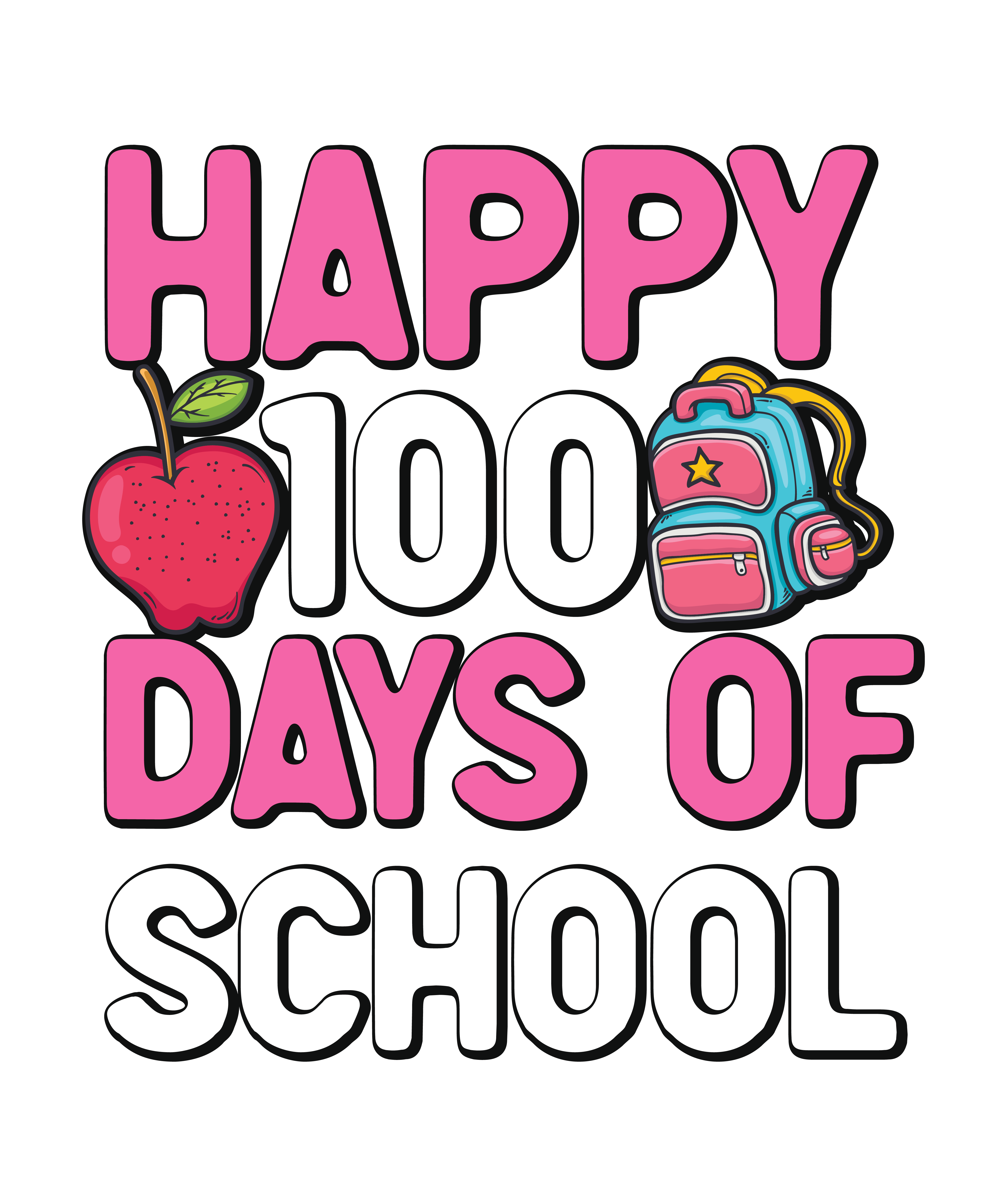 Happy 100 Days of School Apple | DTF Ready To Press Designs