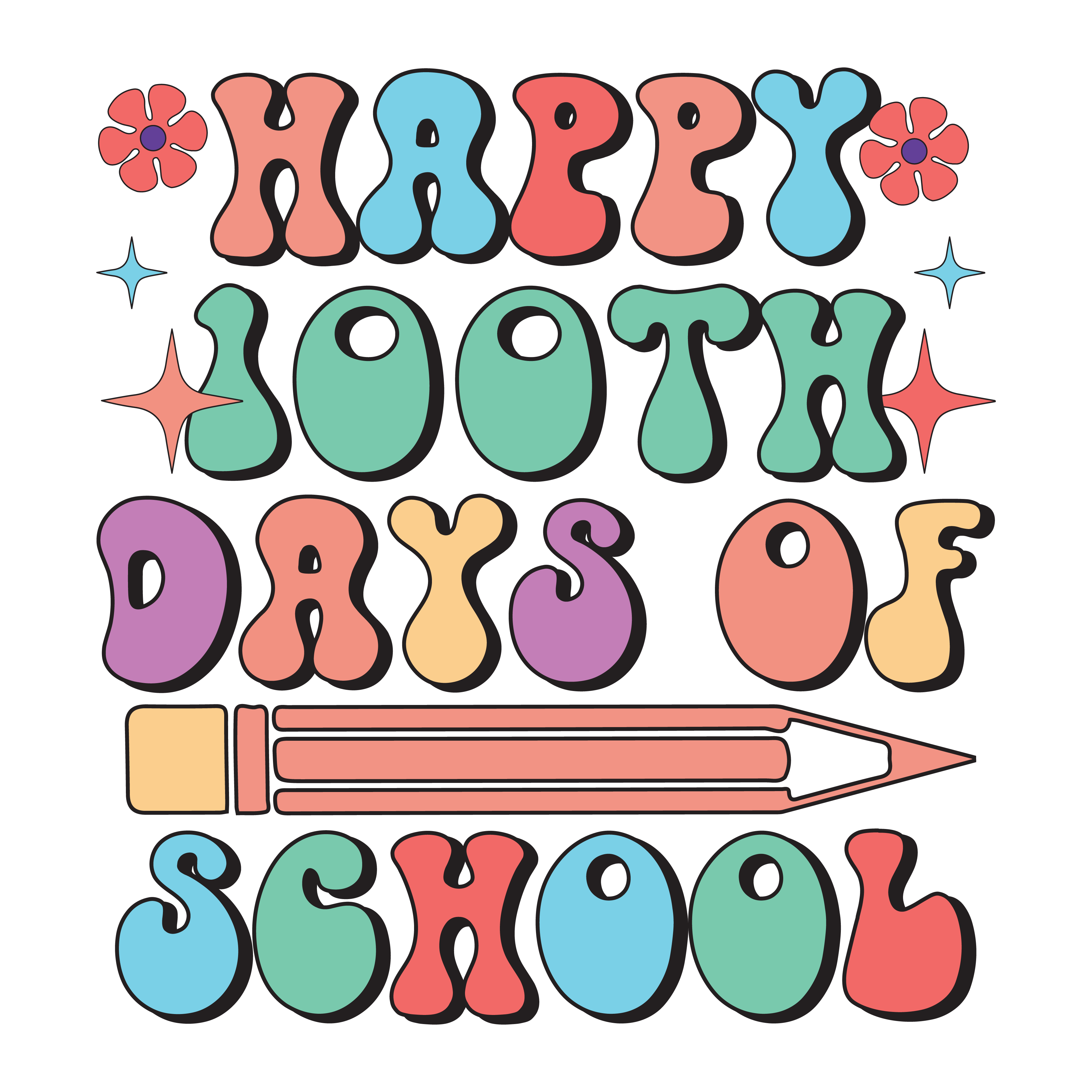 Happy 100th Days of School Party | DTF Ready To Press Designs