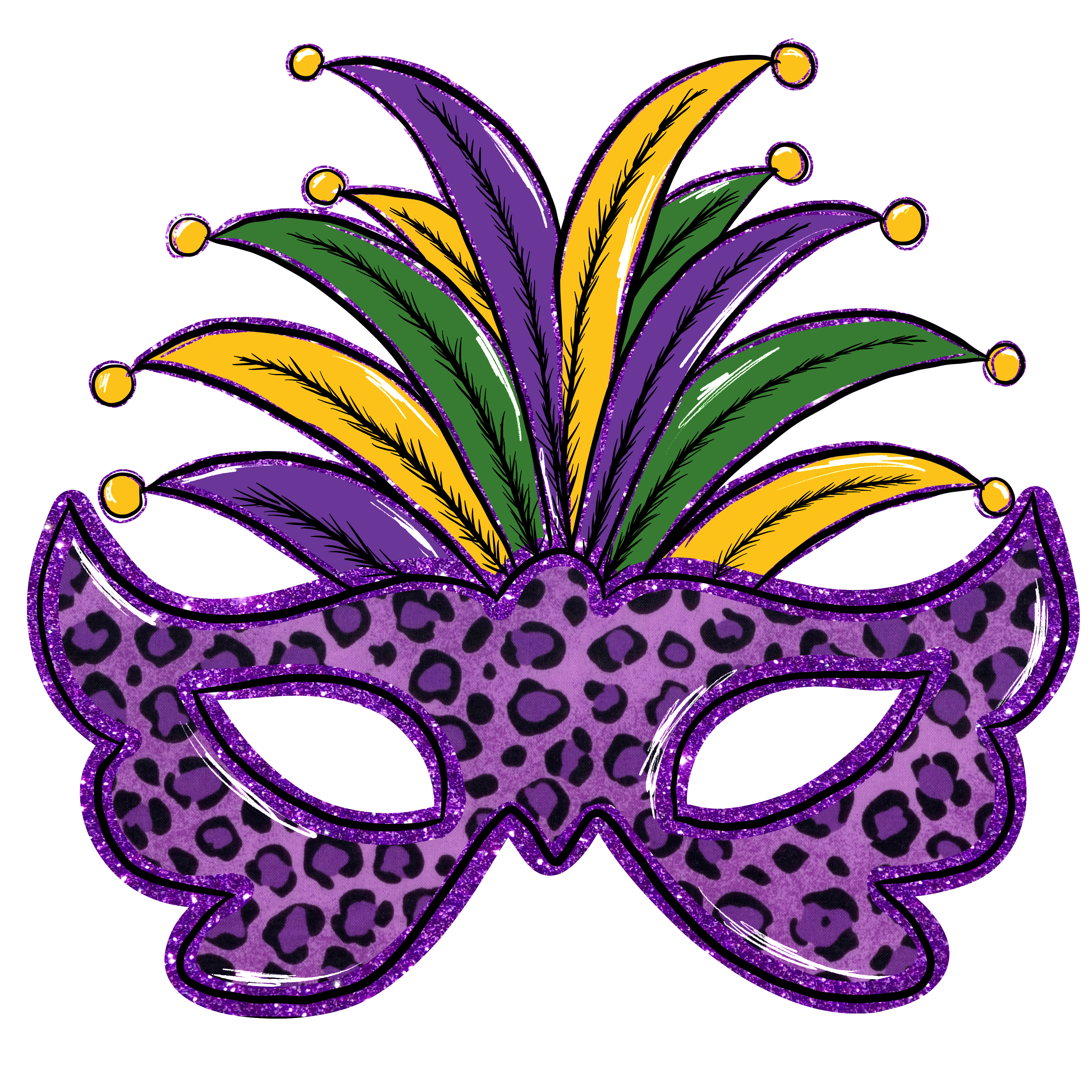 Mardi Gras Carnival Mask Design - DTF Ready To Press