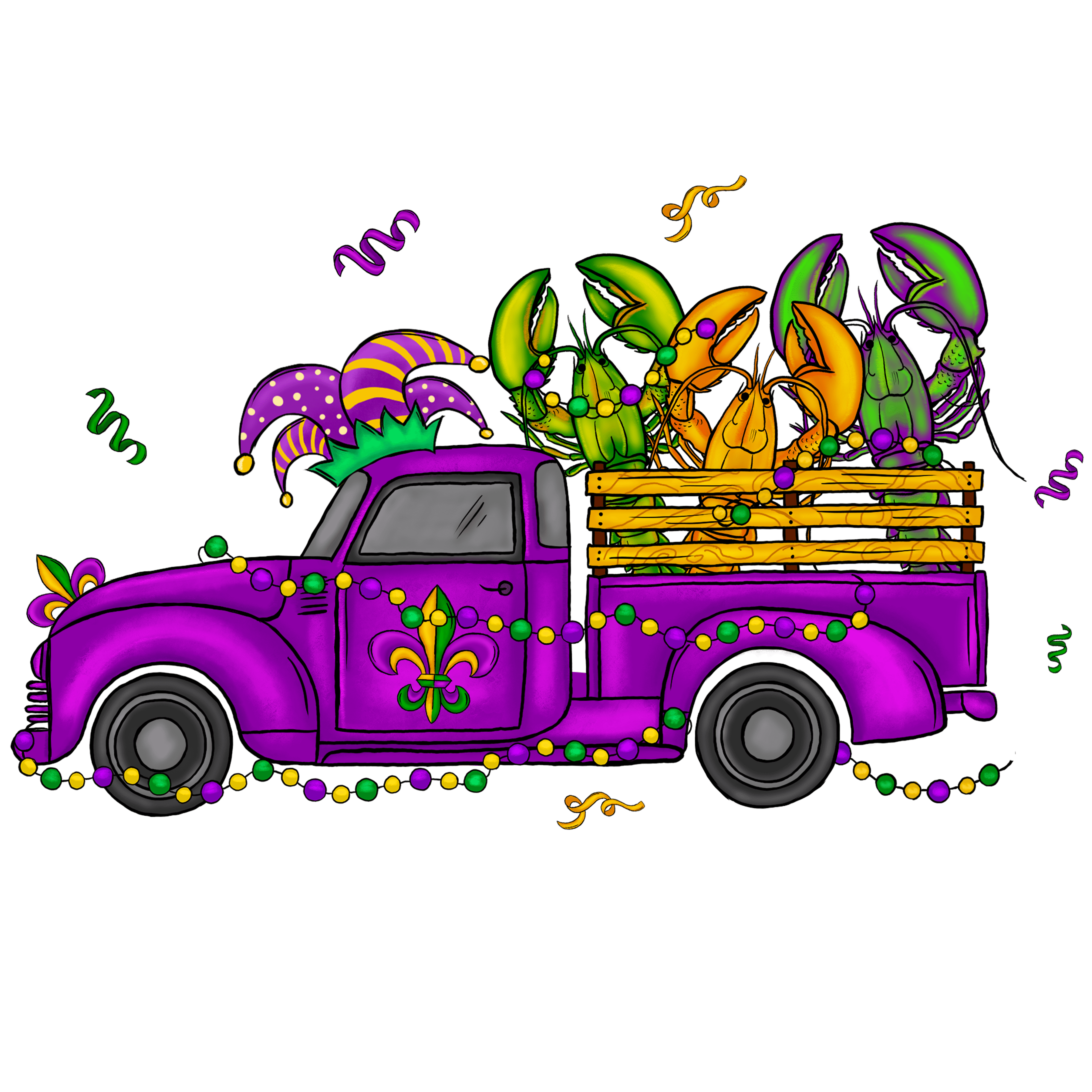 Mardi Gras Truck Lover Design - DTF Ready To Press