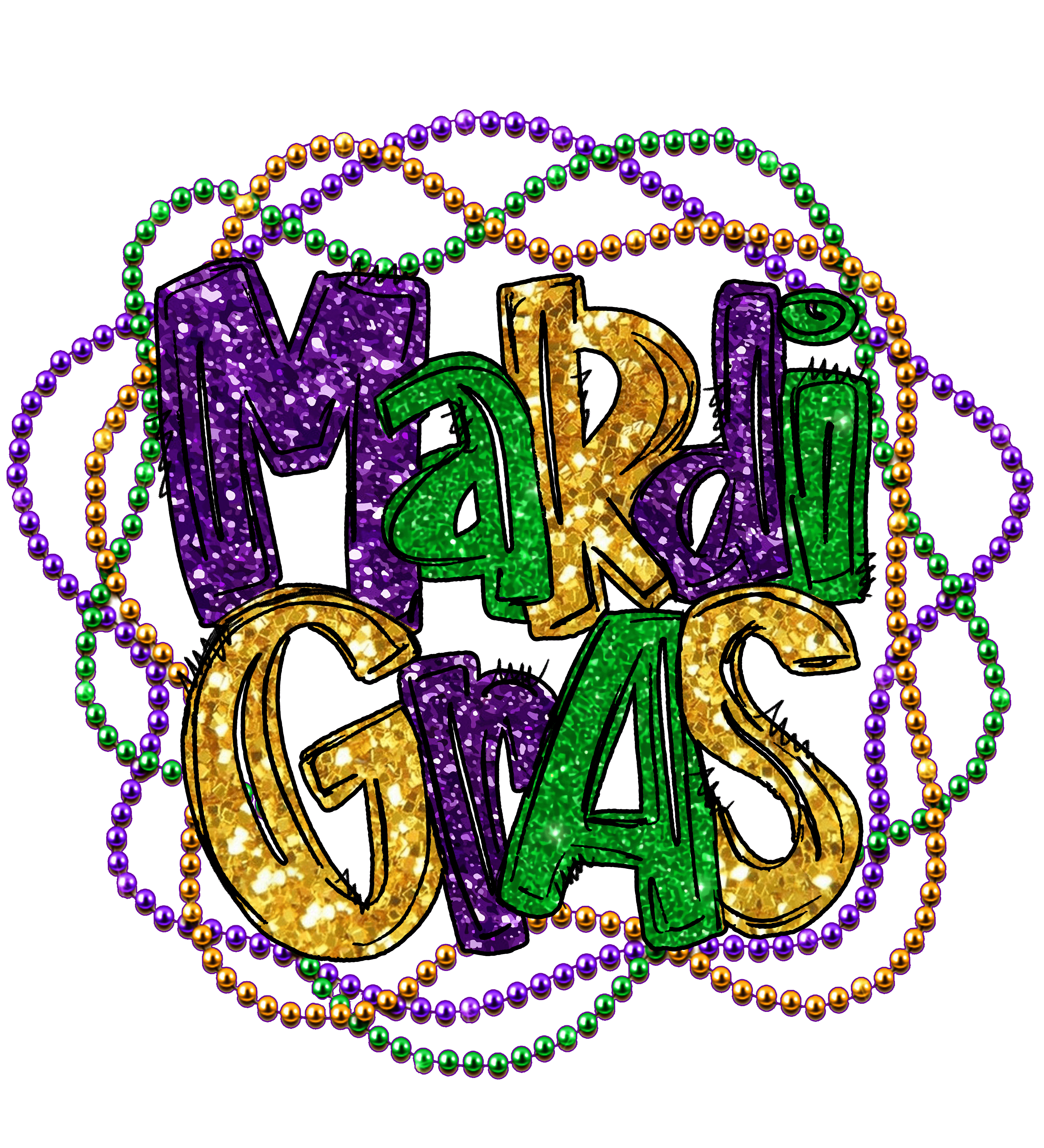 Mardi Gras Retro Party Design - DTF Ready To Press
