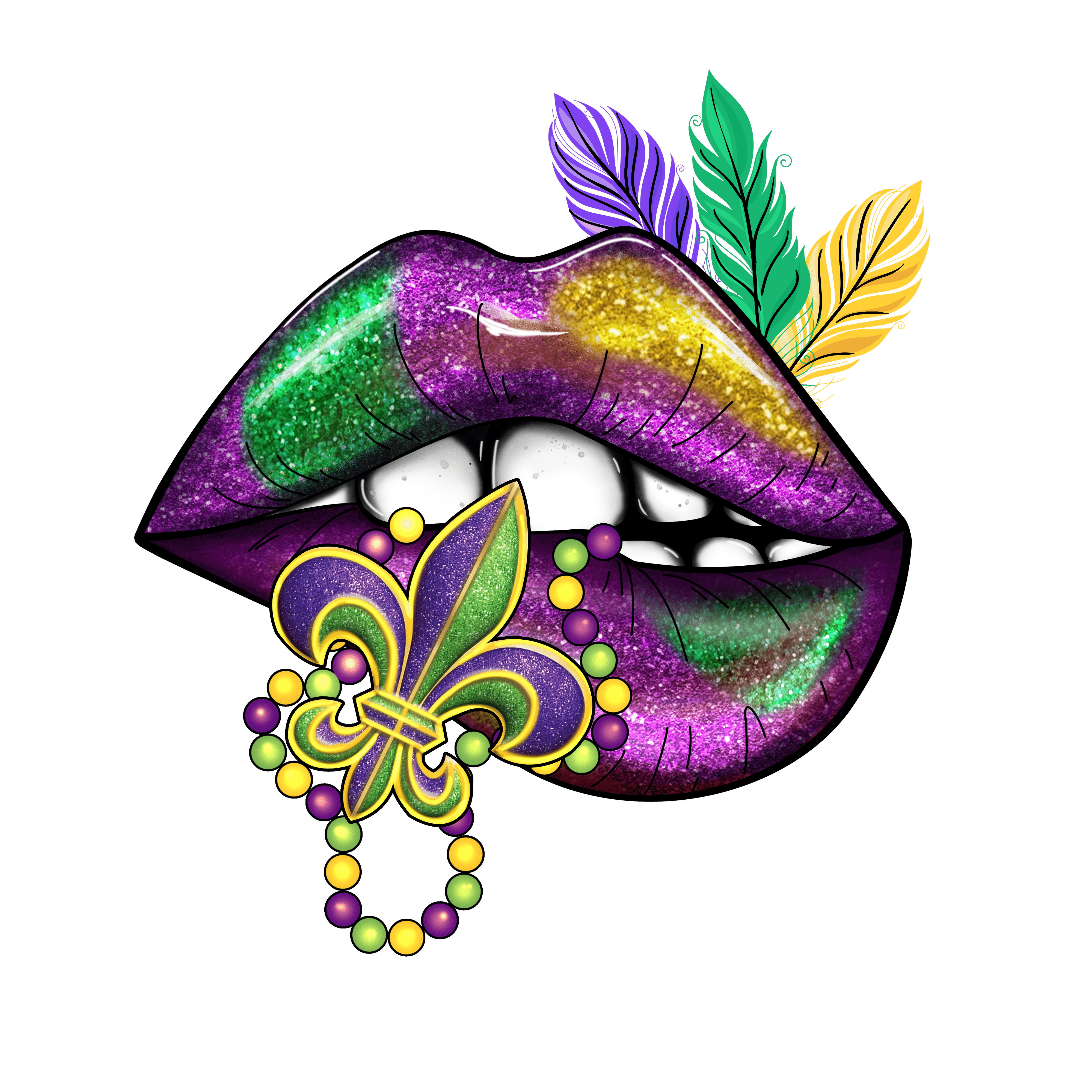 Mardi Gras Lips Design - DTF Ready To Press