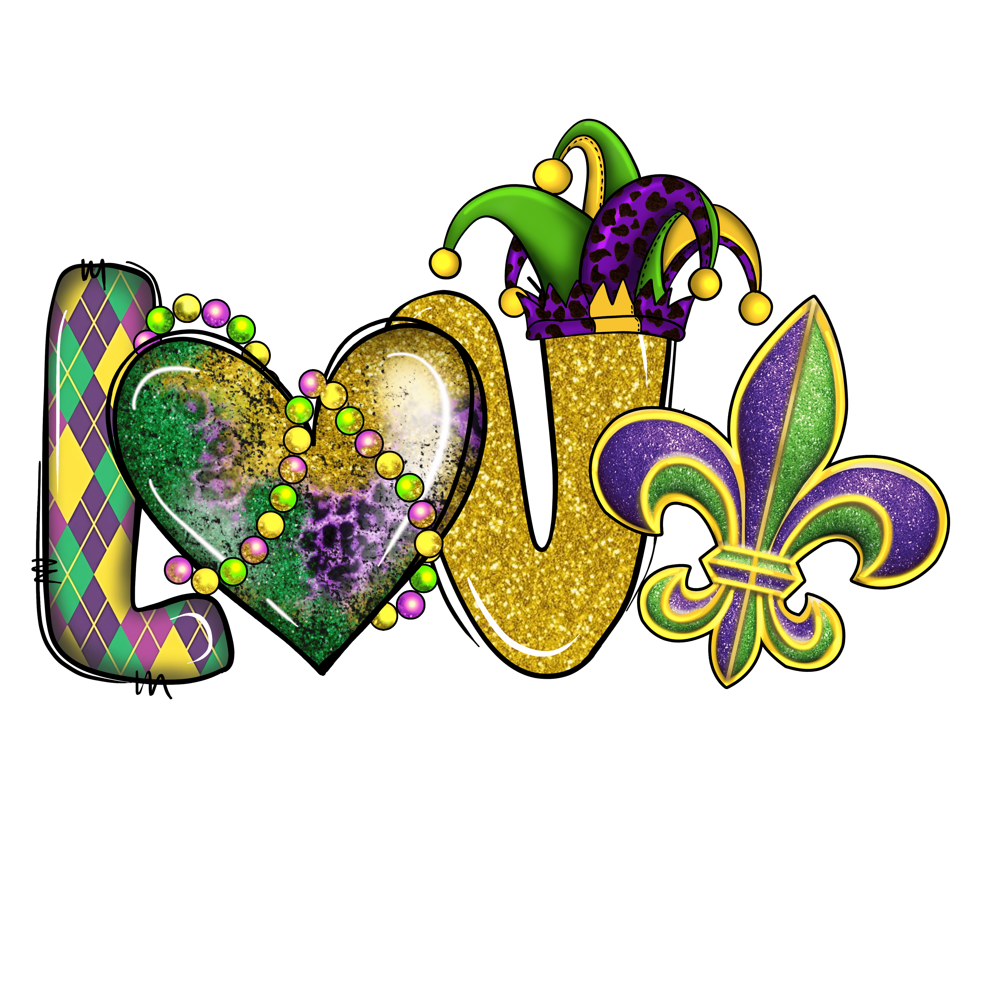Mardi Gras Love DTF Design - Ready to Press V1 | DTF Jersey
