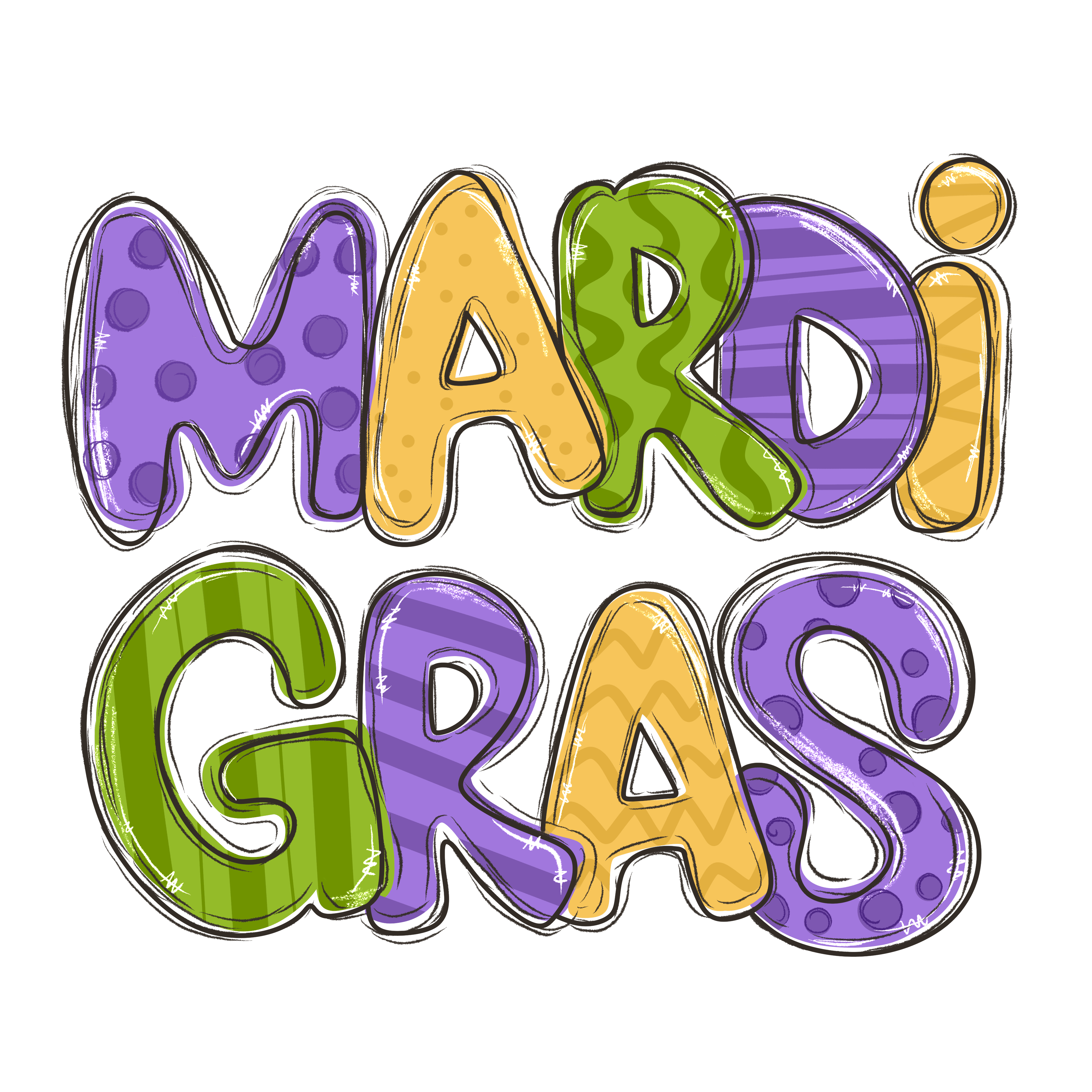 Mardi Gras Design - DTF Ready To Press