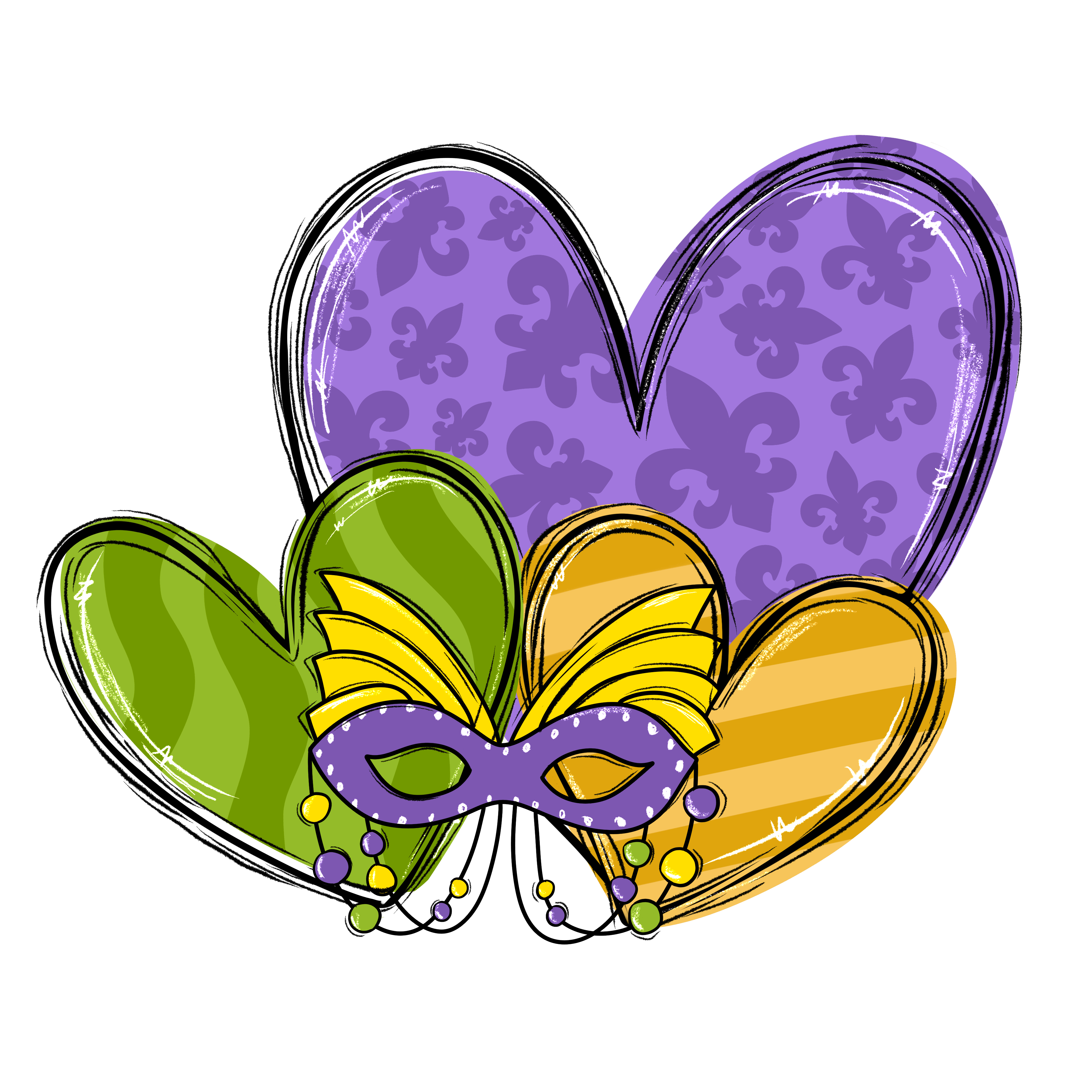 Mardi Gras Carnival Heart Design | DTF Jersey