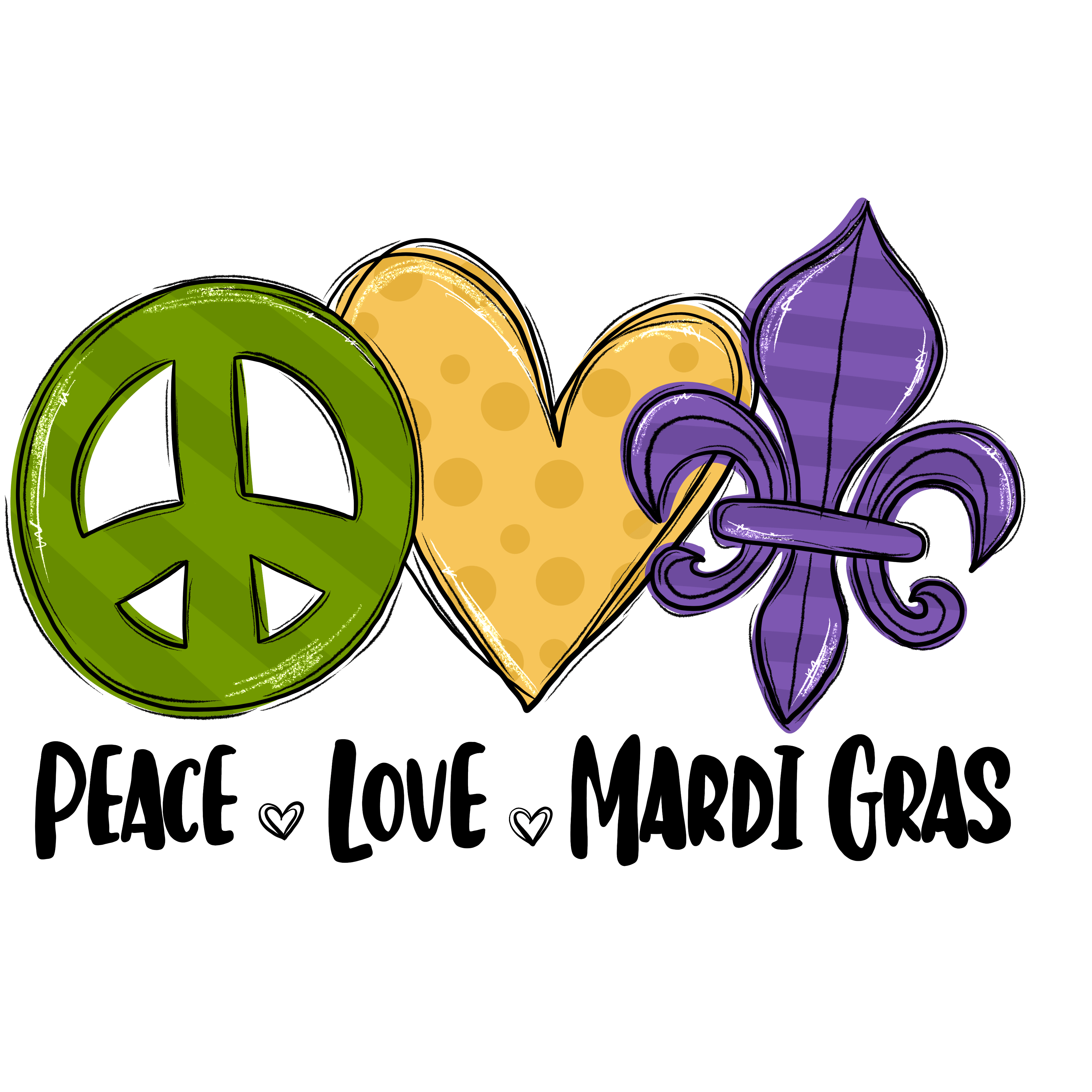 Peace Love Mardi Gras DTF Ready to Press V2 | DTF Jersey