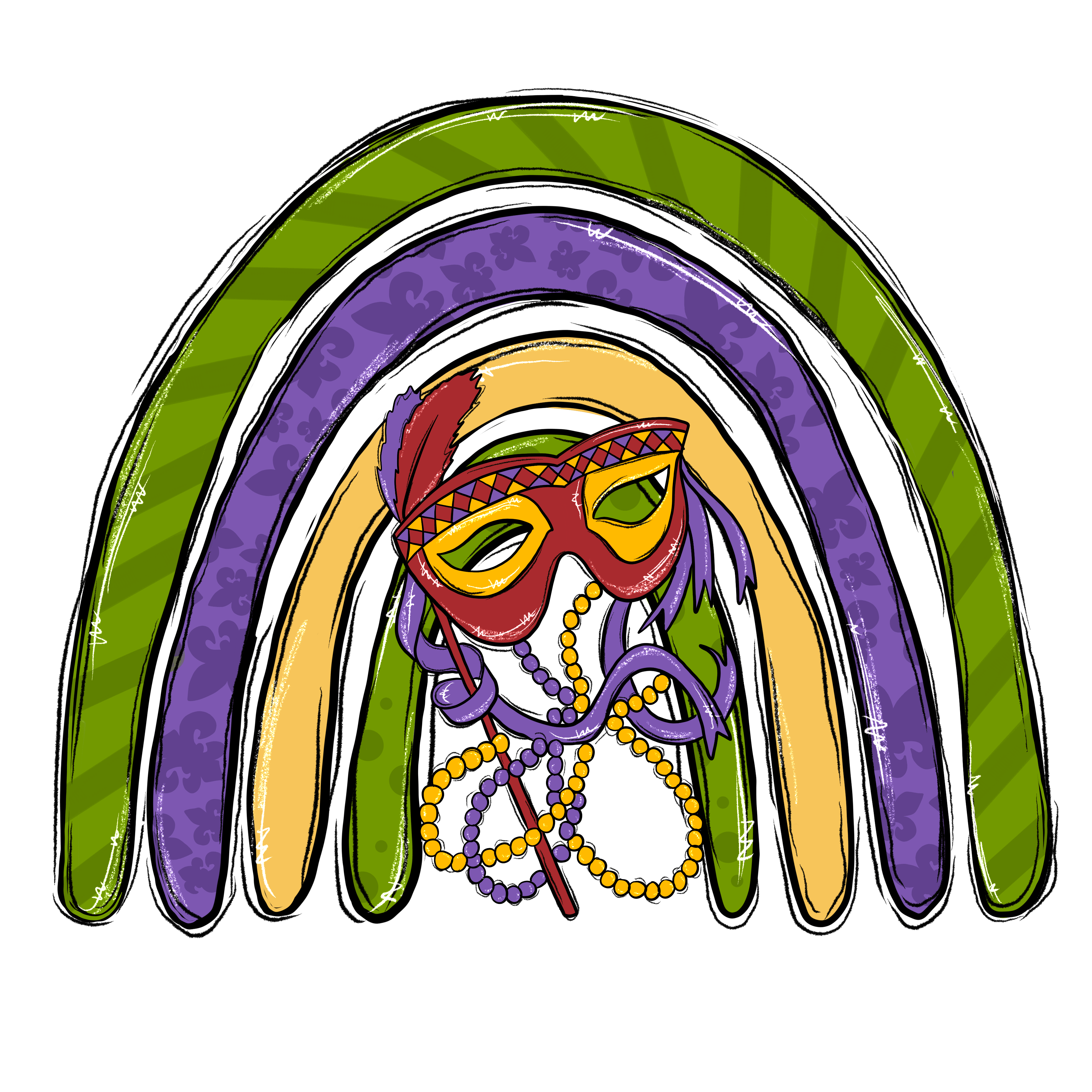 Mardi Gras Carnival Rainbow Mask Design | DTF Jersey