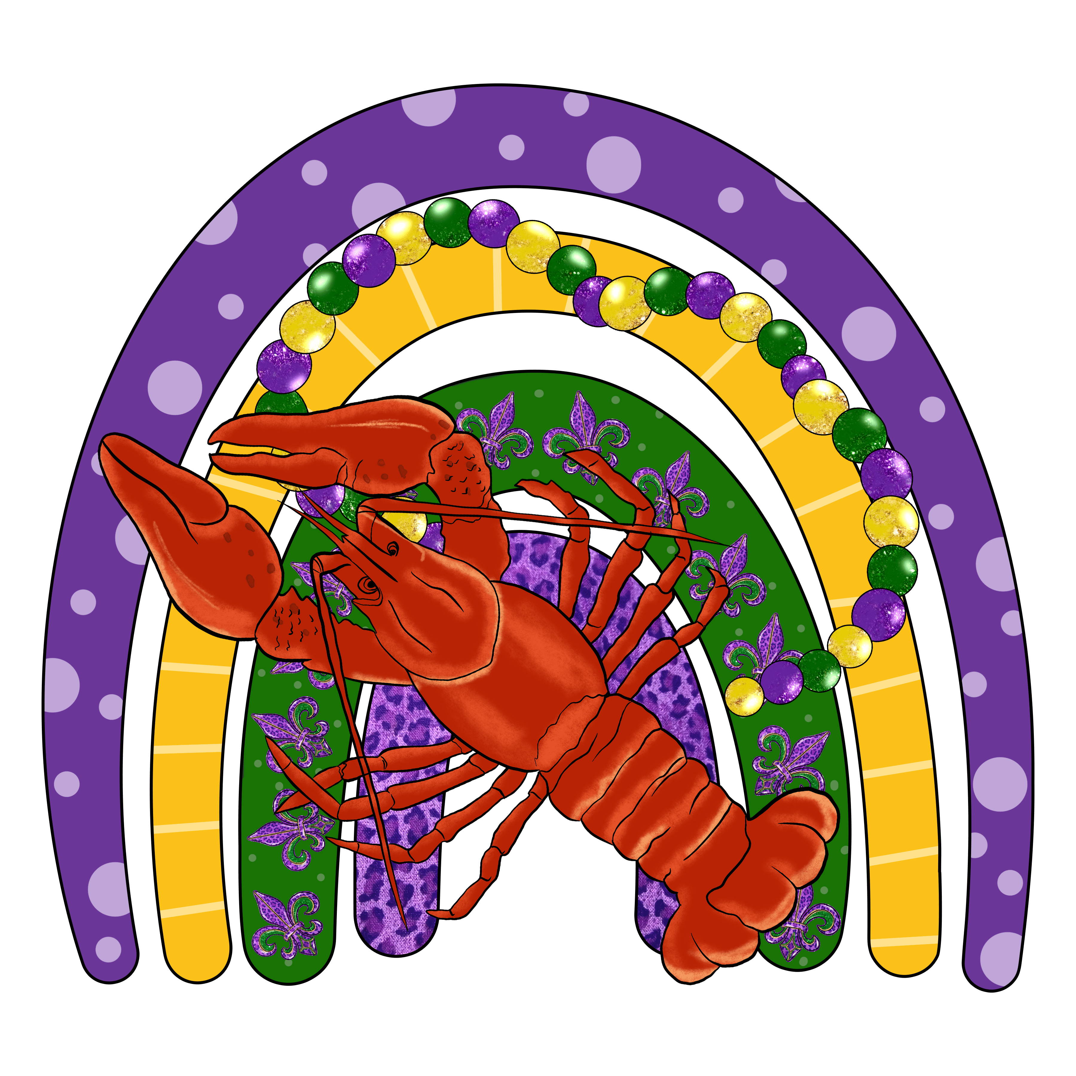 Mardi Gras Carnival Rainbow Lobster Design | DTF Jersey