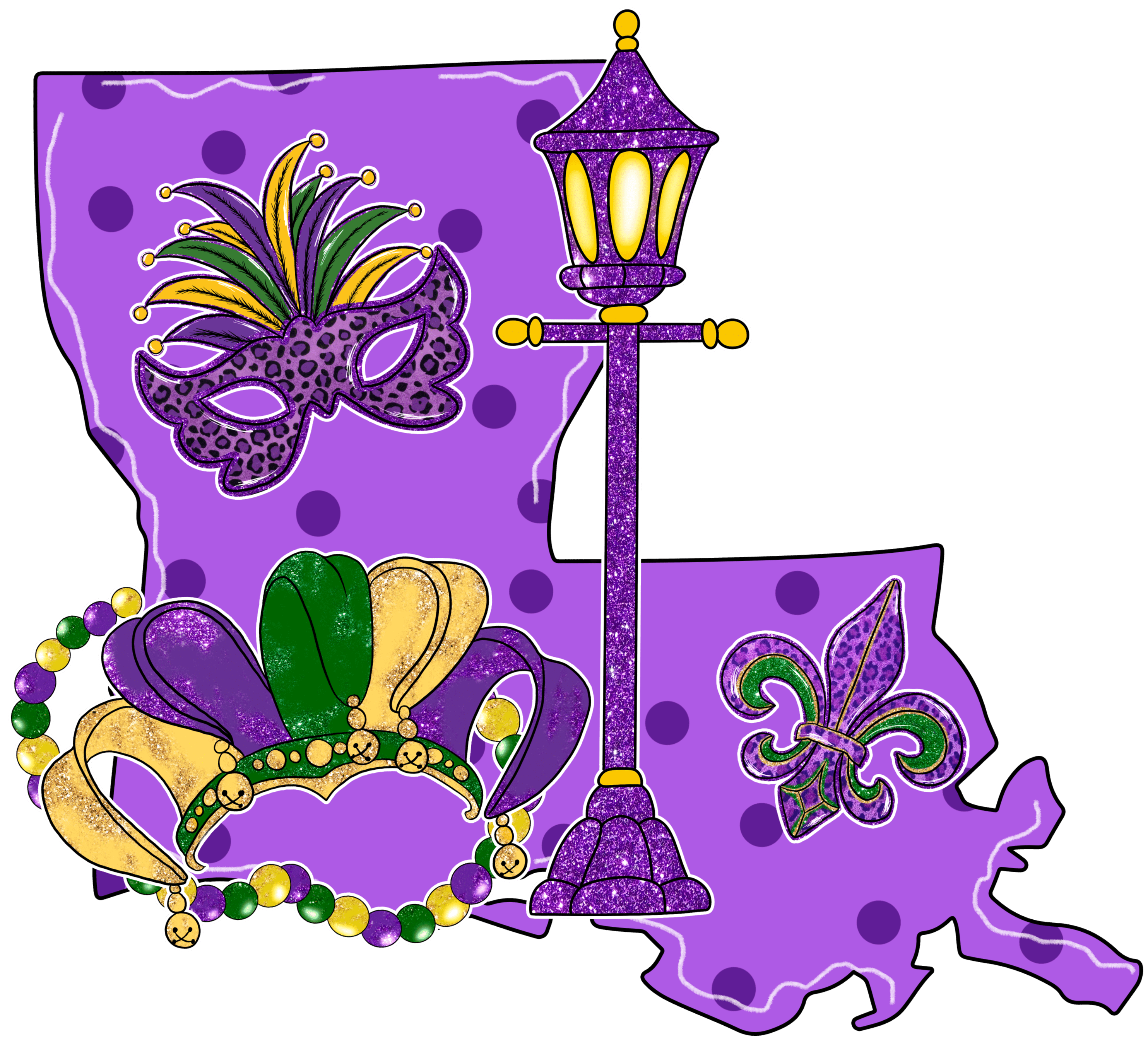 Mardi Gras Carnival Street Design - DTF Ready To Press
