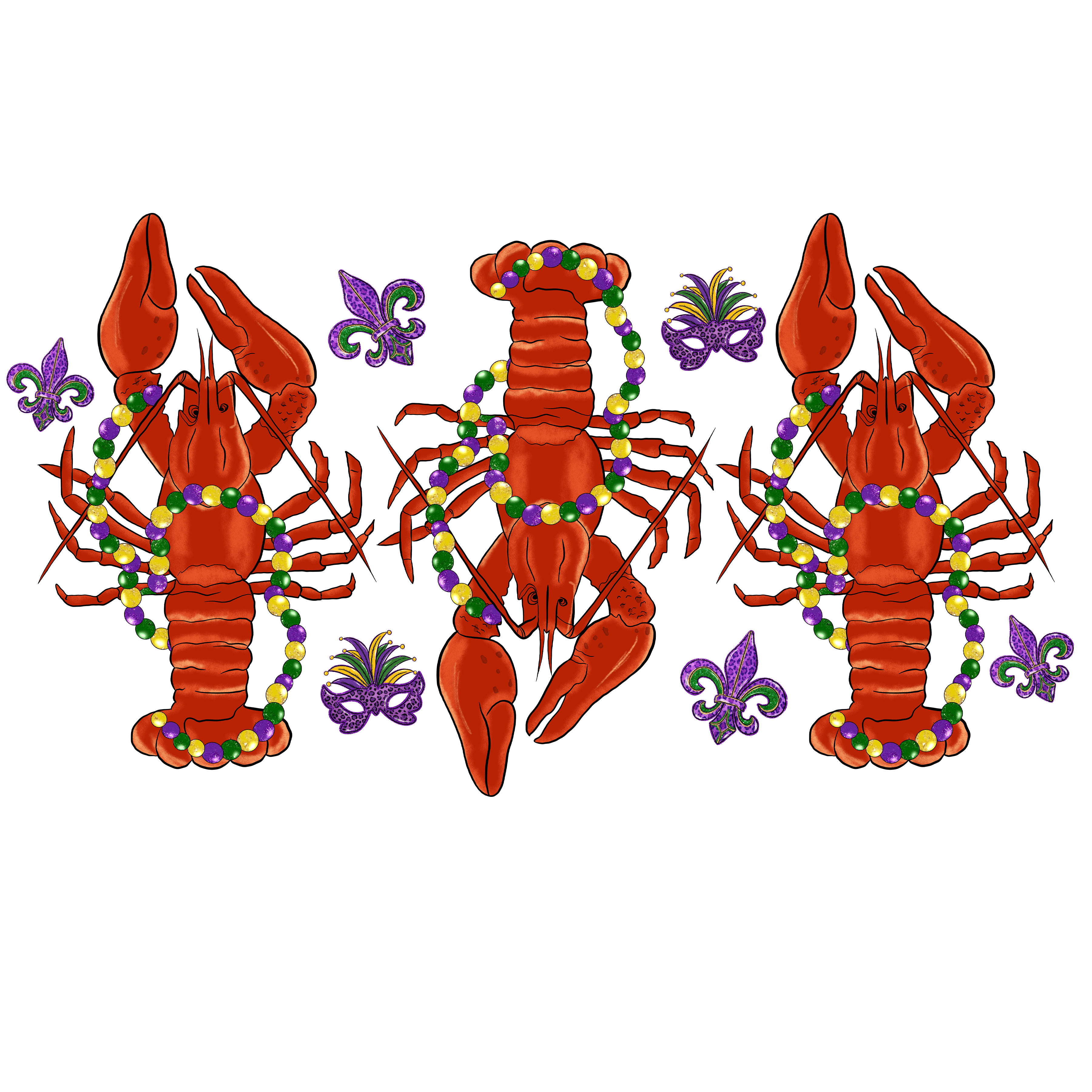 Mardi Gras Carnival Lobster Design | DTF Jersey