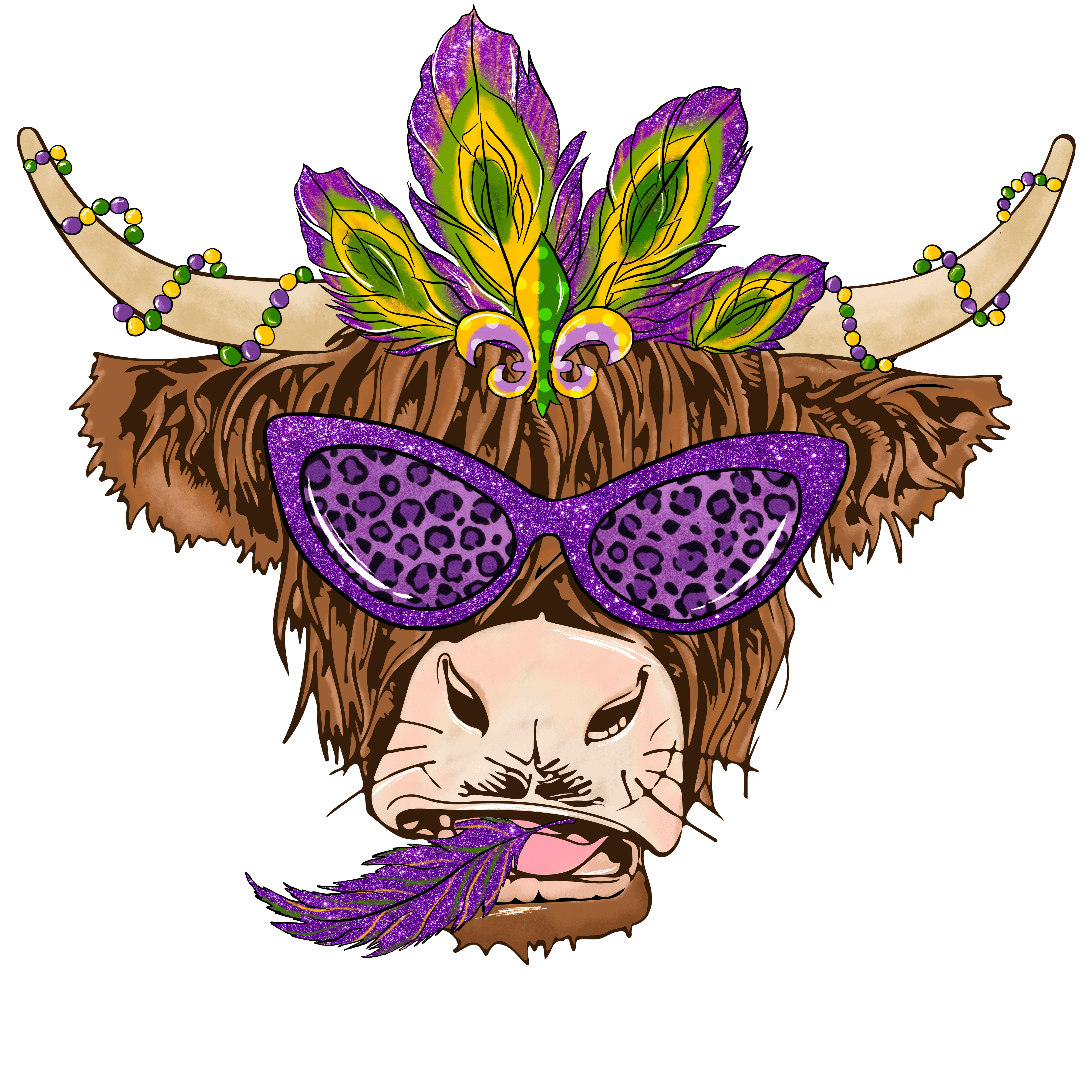 Mardi Gras Carnival Ox Design - DTF Ready To Press