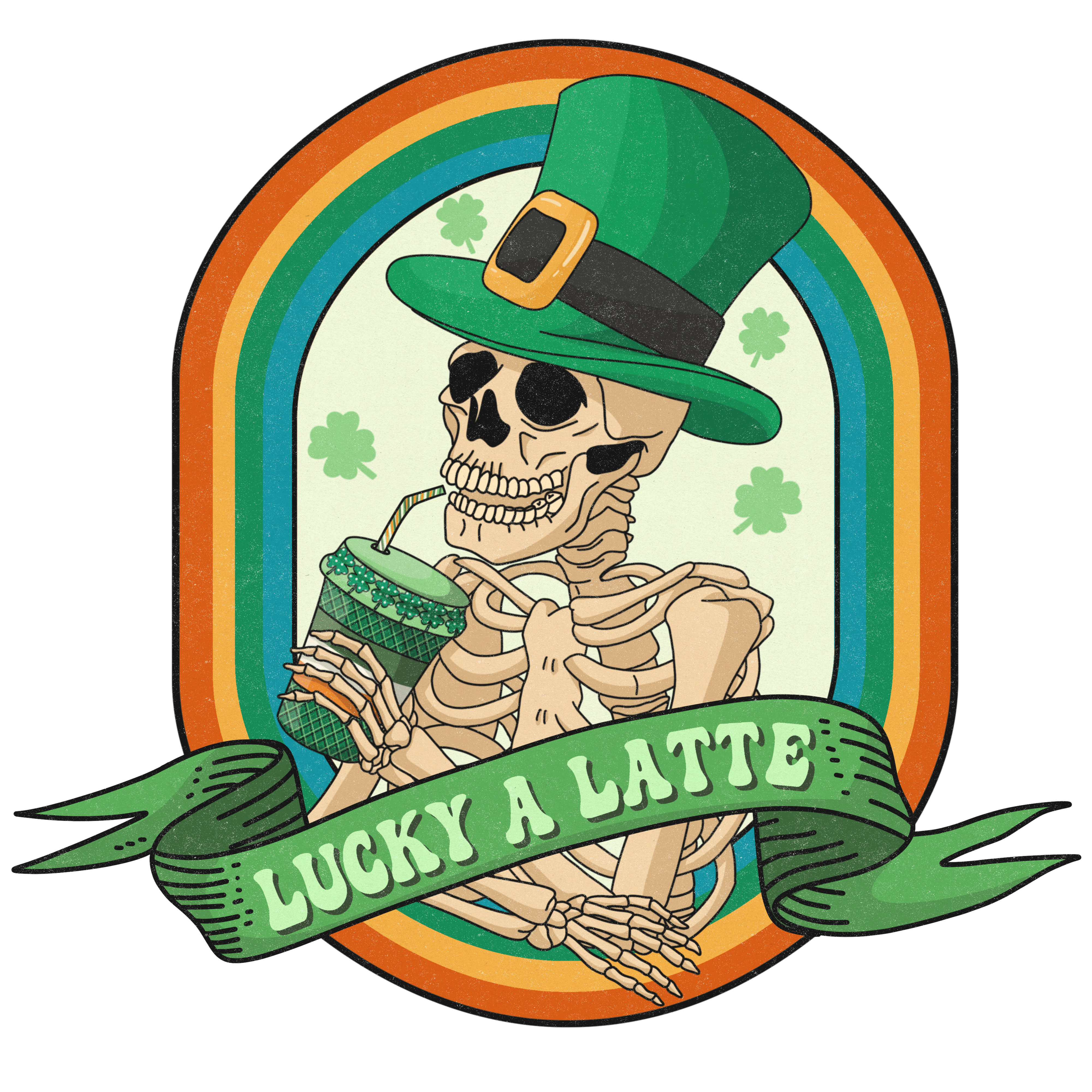 Lucky A Latte Saint Patrick Rainbow Design | DTF Jersey