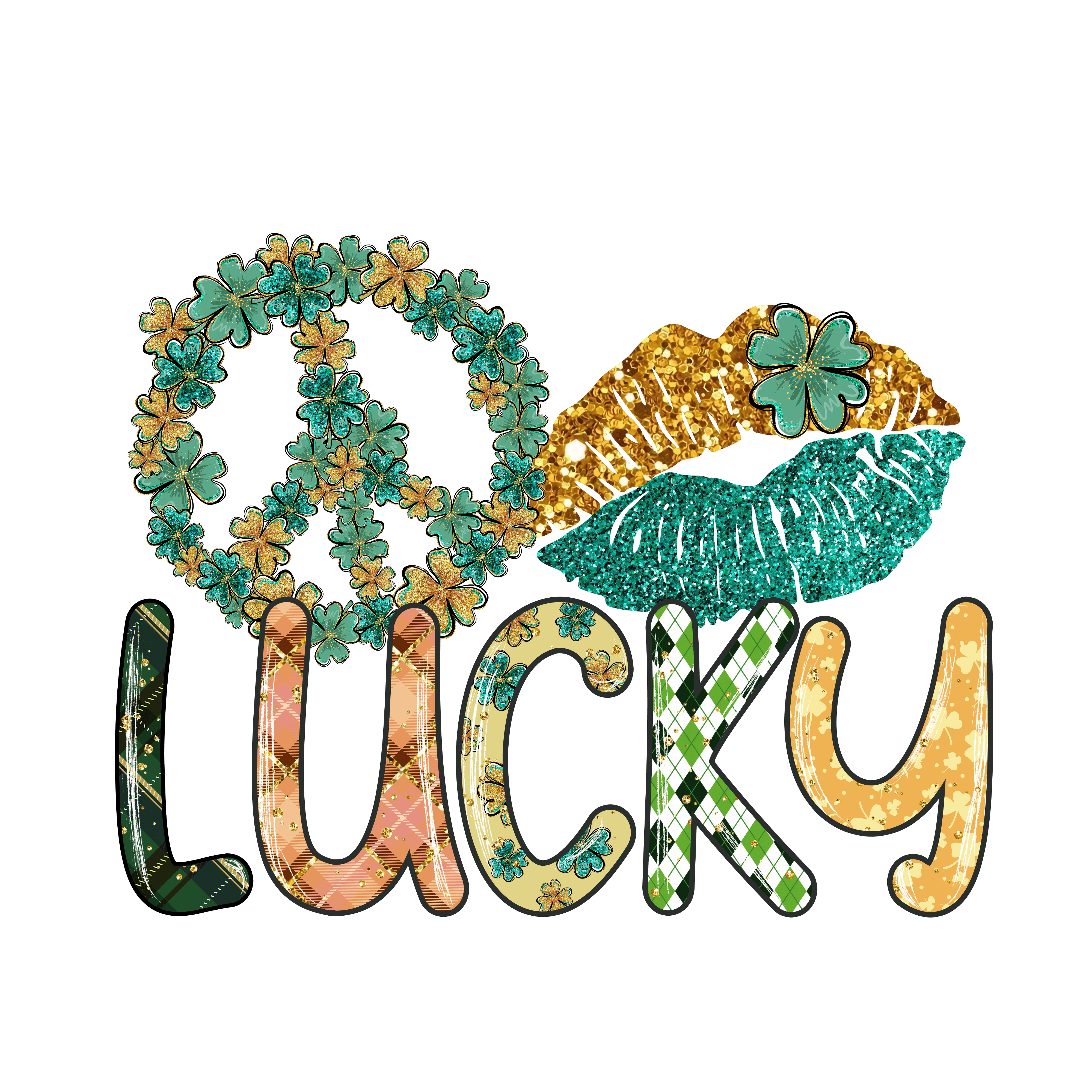 Lucky St Patrick's Peace Design - DTF Ready To Press
