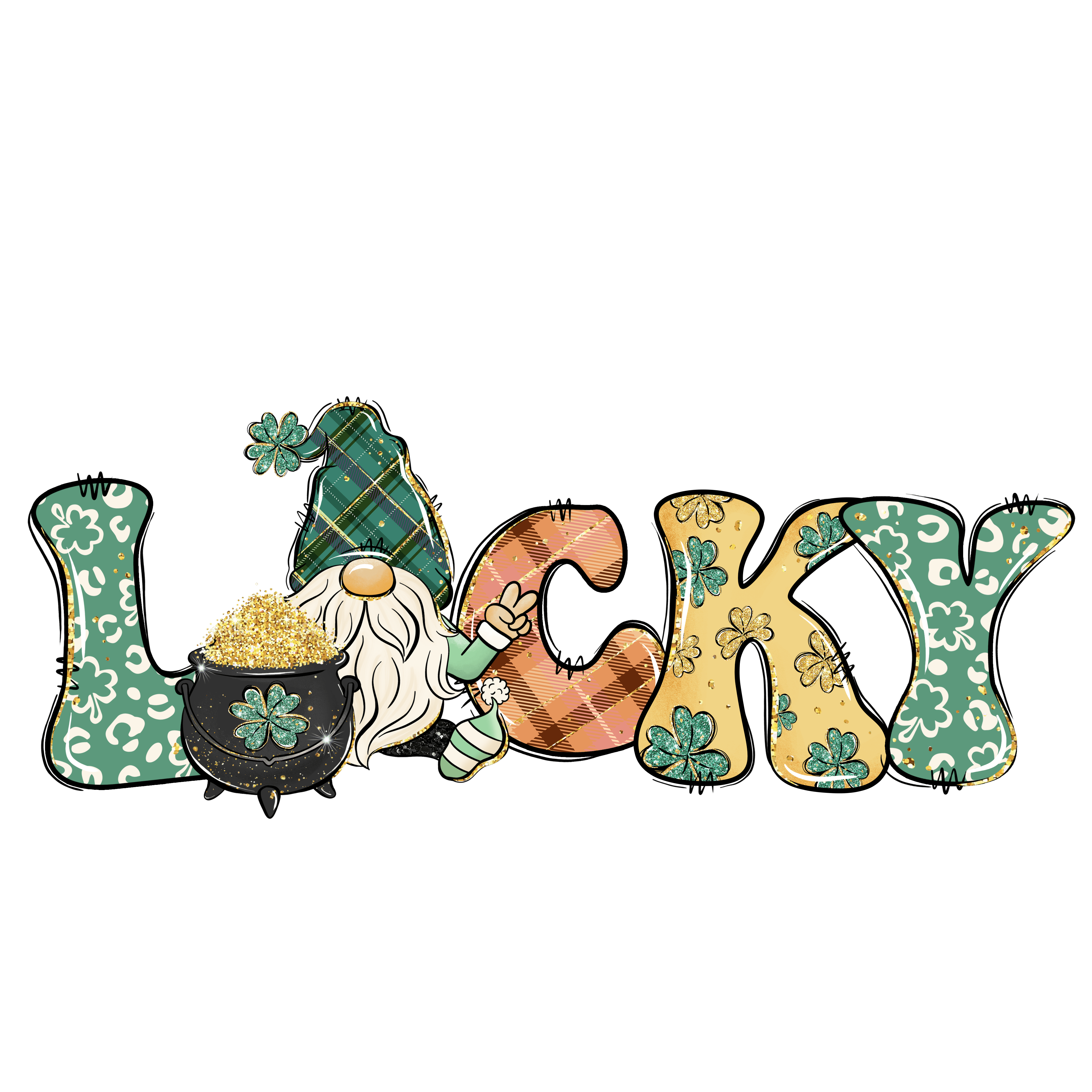 Lucky St Patrick's Gnome Design - DTF Ready To Press