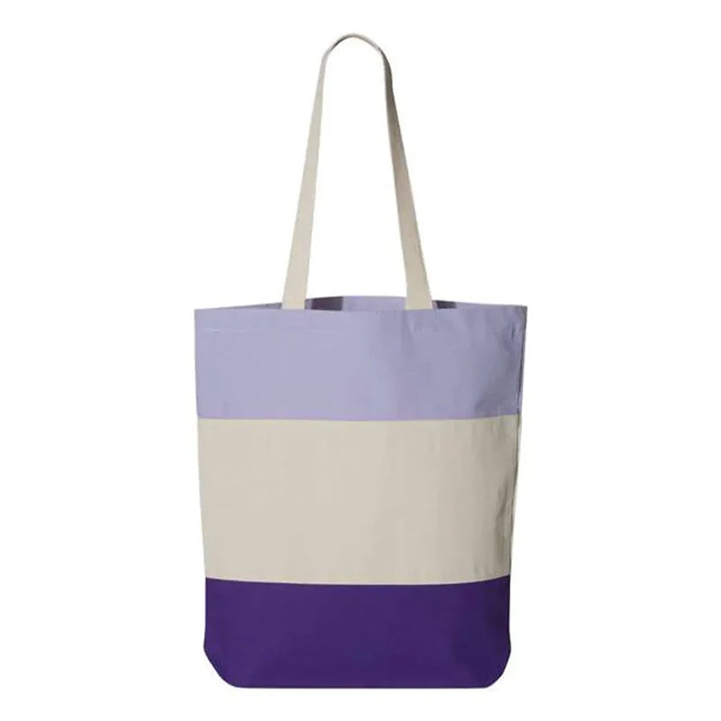 Q-Tees Tri-Color Canvas Tote Bag - Q125900D | Stylish Color Block Tote for Custom Printing