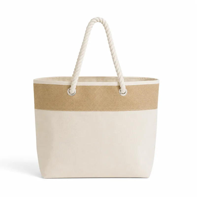 Large Canvas Beach Tote Bag with Rope Handles - RJ260 | Premium Custom Print Tote