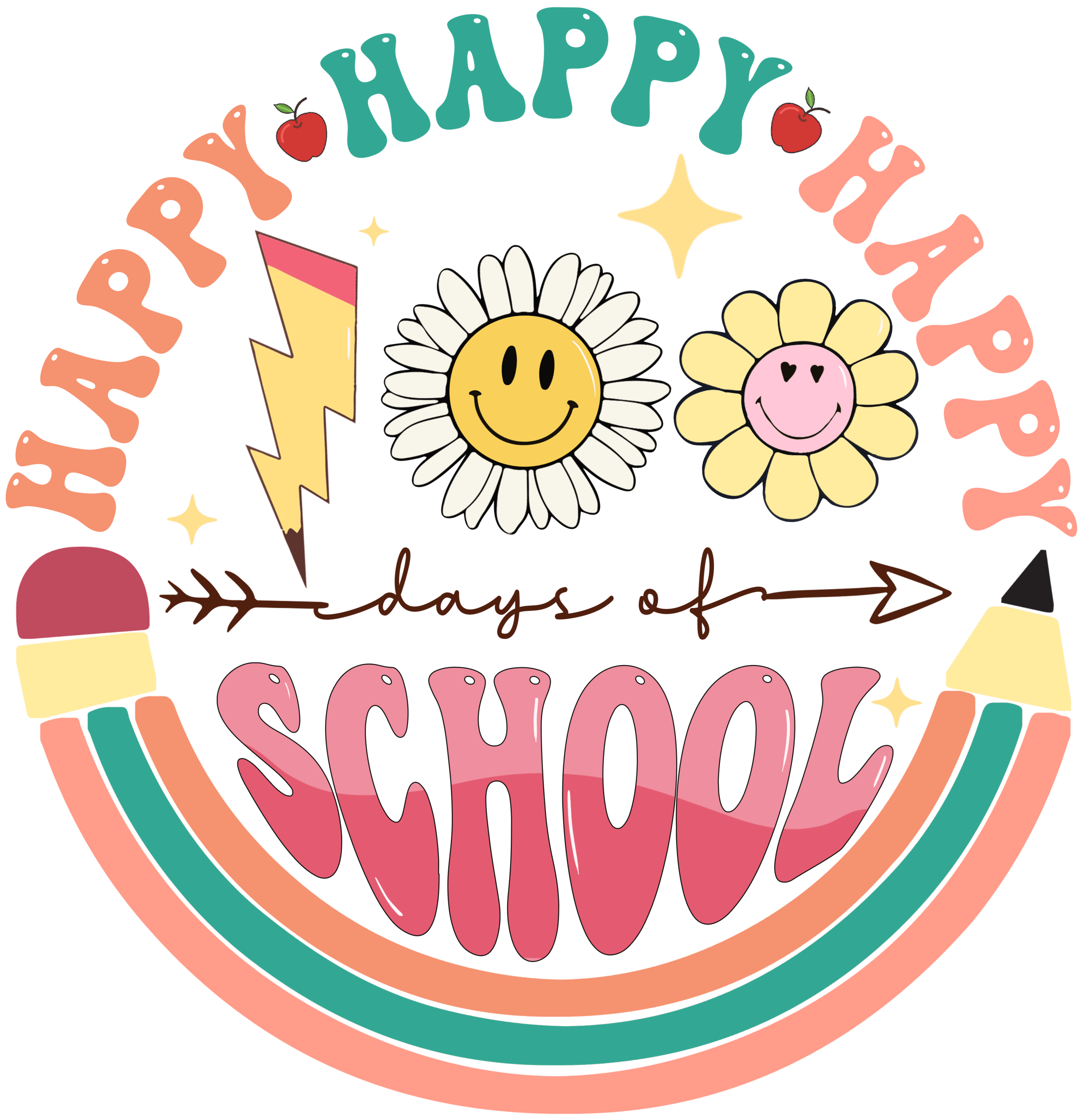 Happy 100 Days of School  | DTF Ready To Press Designs