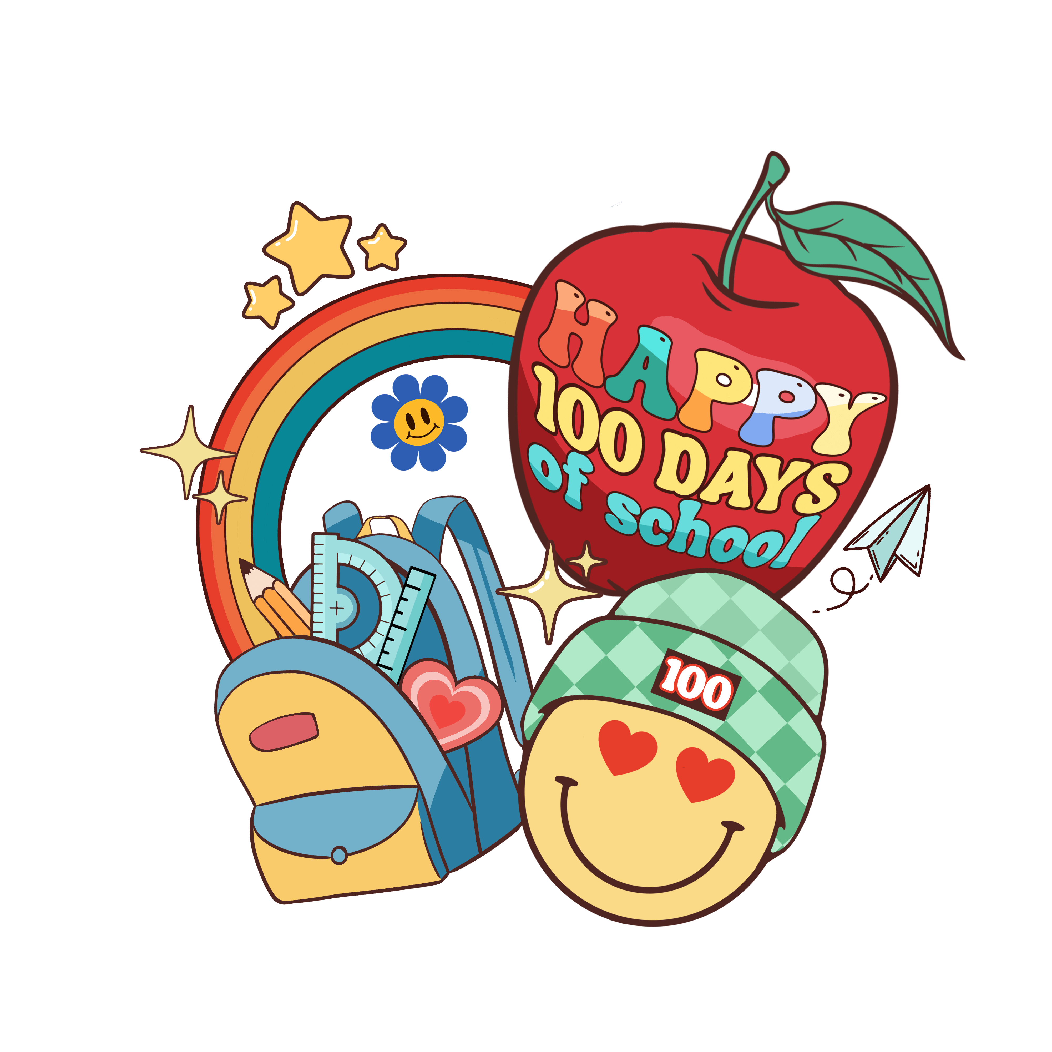 Happy 100 Days of School Design | DTF Ready To Press Designs