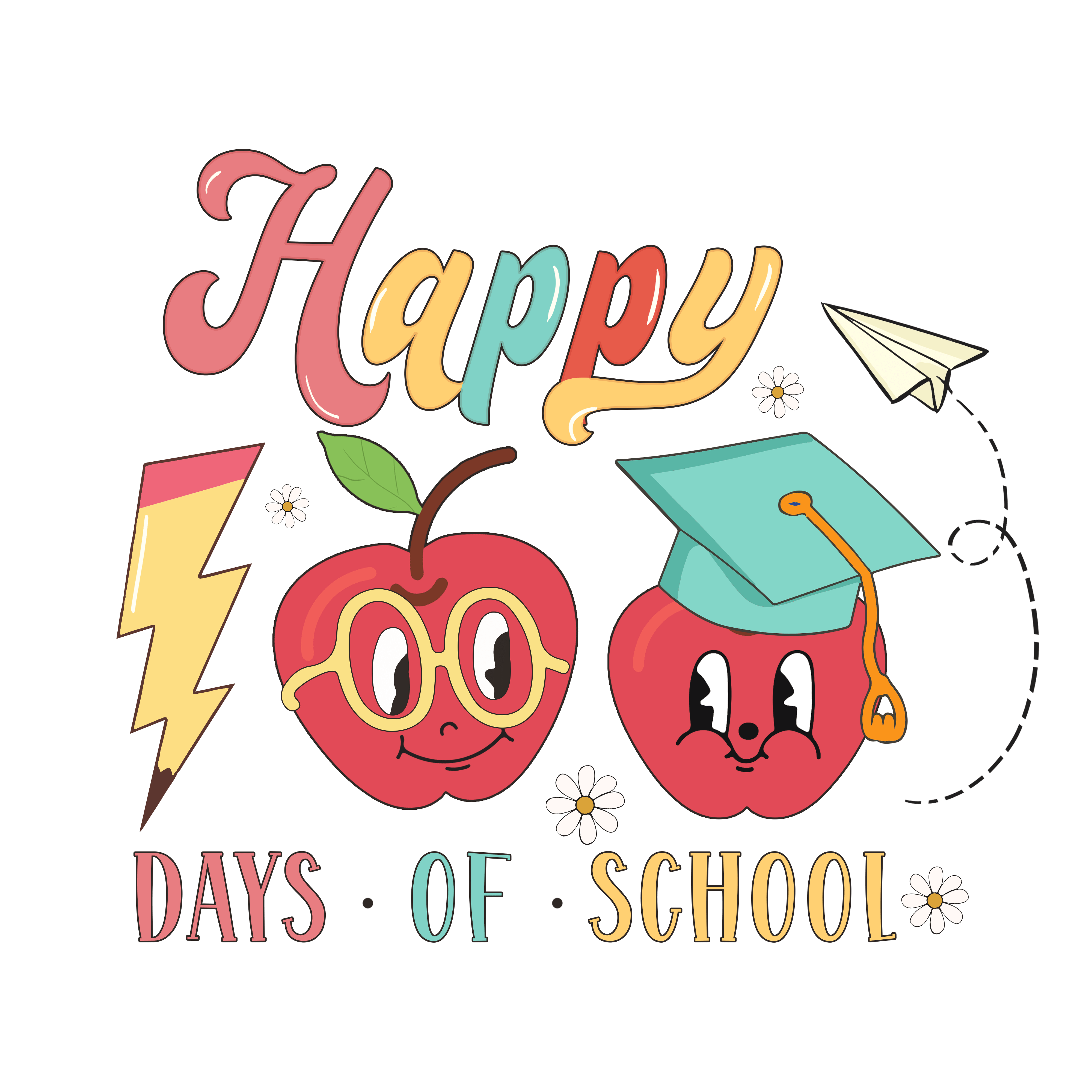 Happy 100 Days of School | DTF Ready To Press Designs