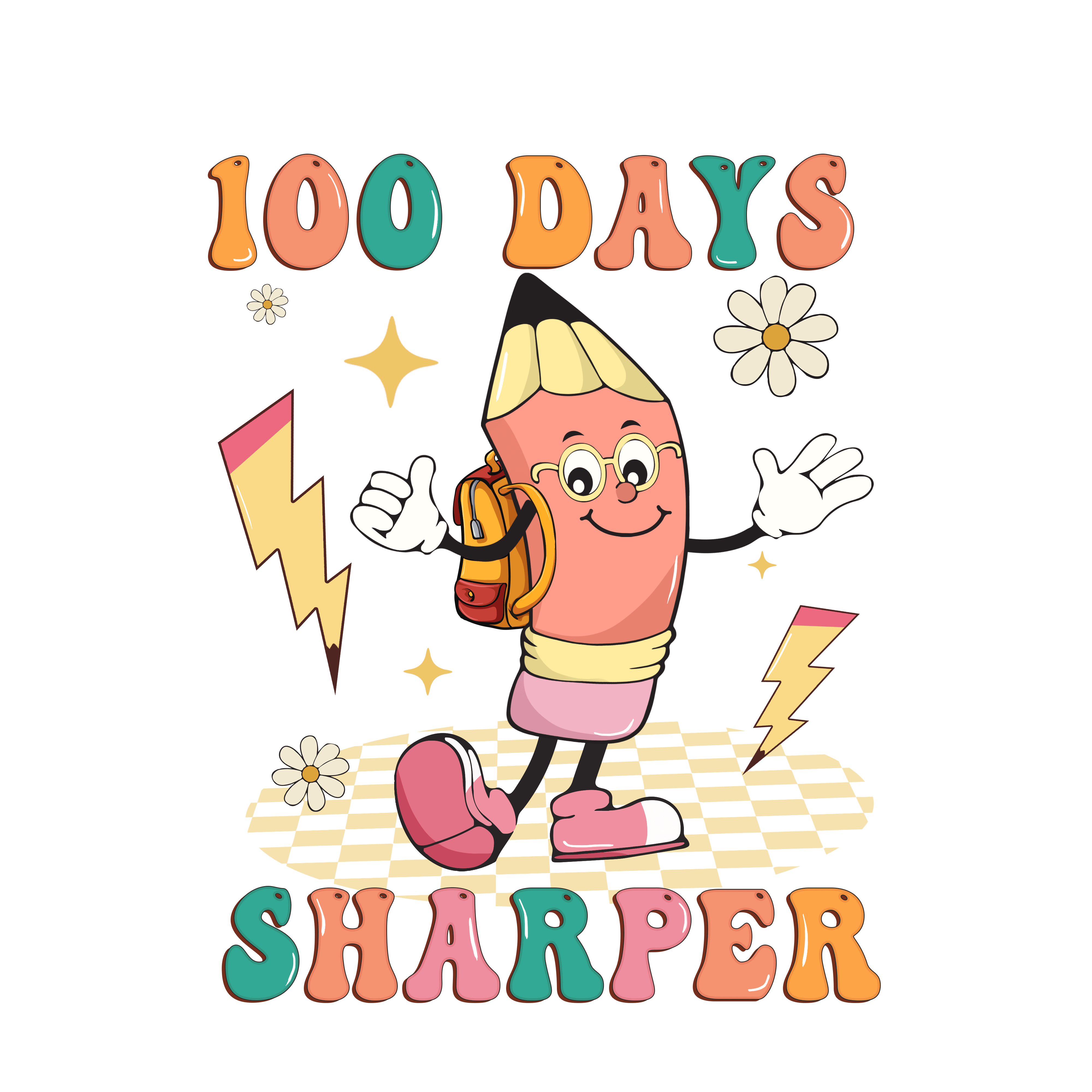 100 Days Sharper | DTF Ready To Press Designs