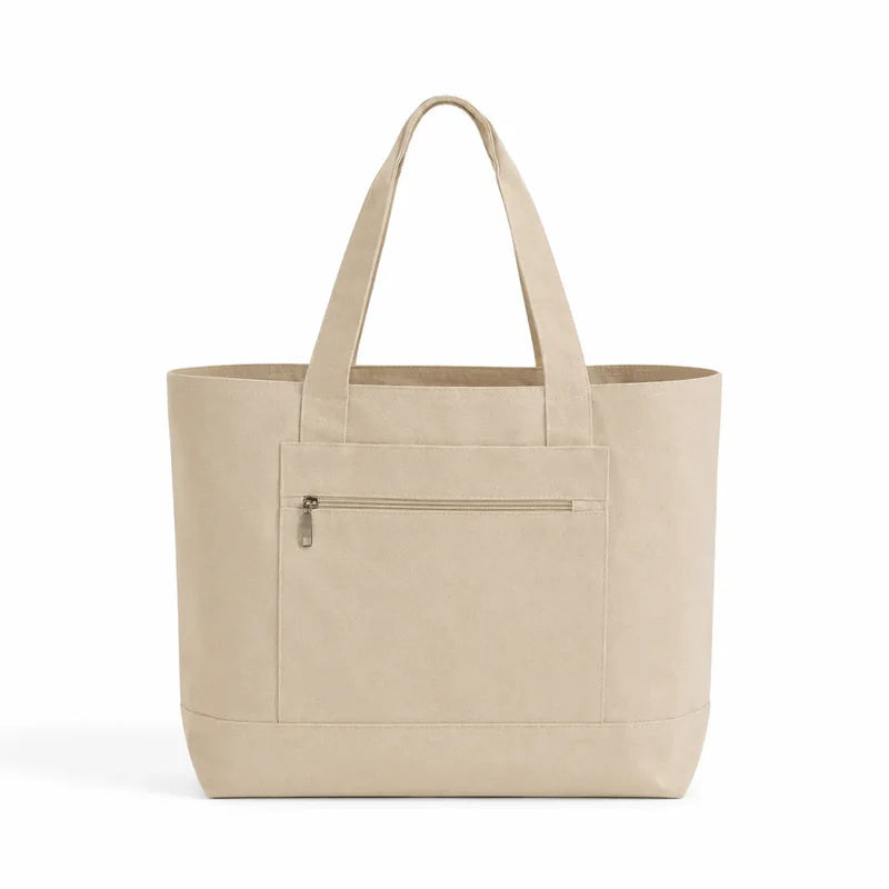 Canvas Tote Bag with Zipper & Front Pocket - TG213 | Custom Print Ready Utility Tote