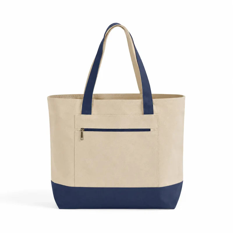 Canvas Tote Bag with Zipper & Front Pocket - TG213 | Custom Print Ready Utility Tote