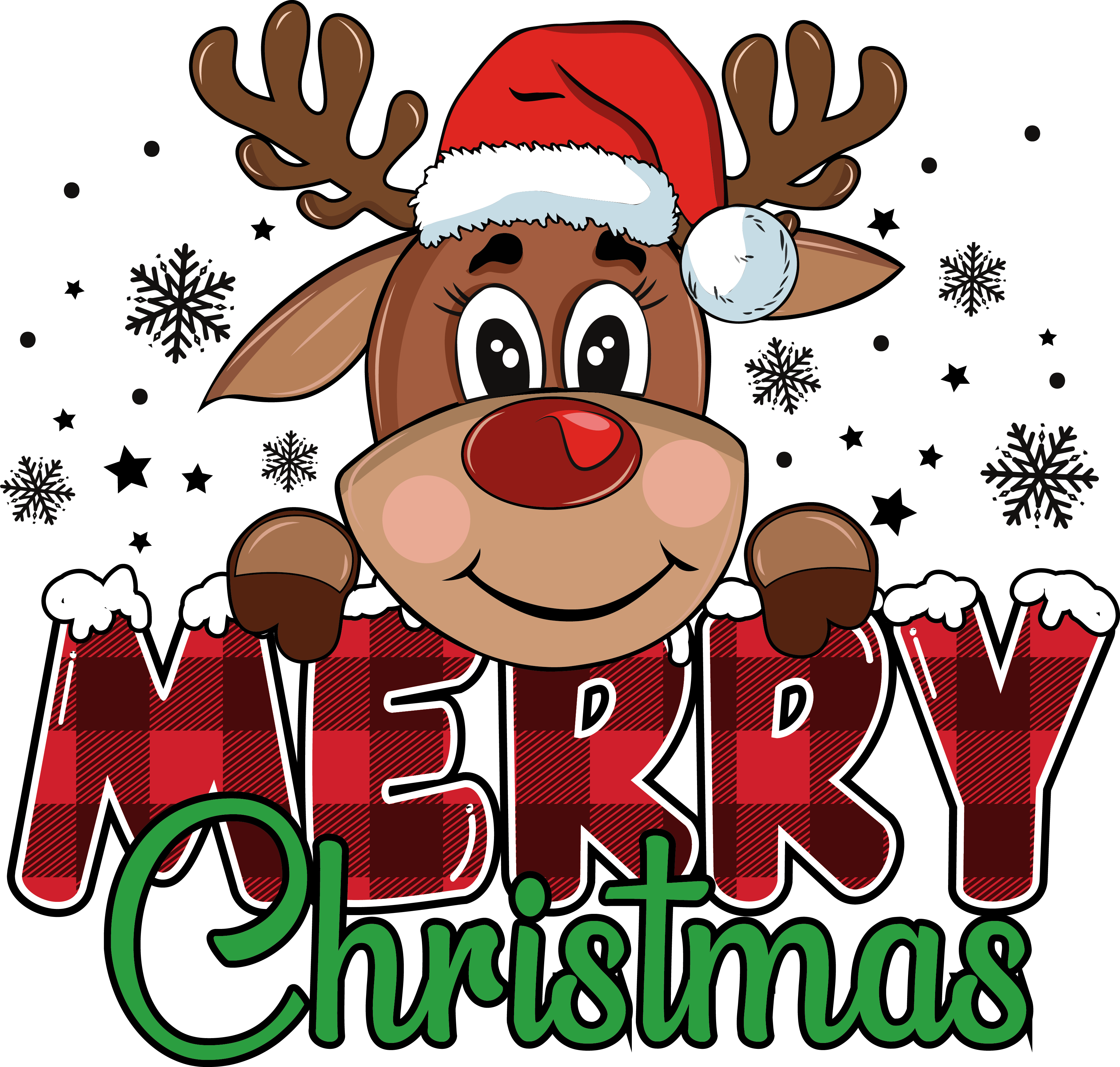 Cute Reindeer Merry Christmas Design | DTF Jersey