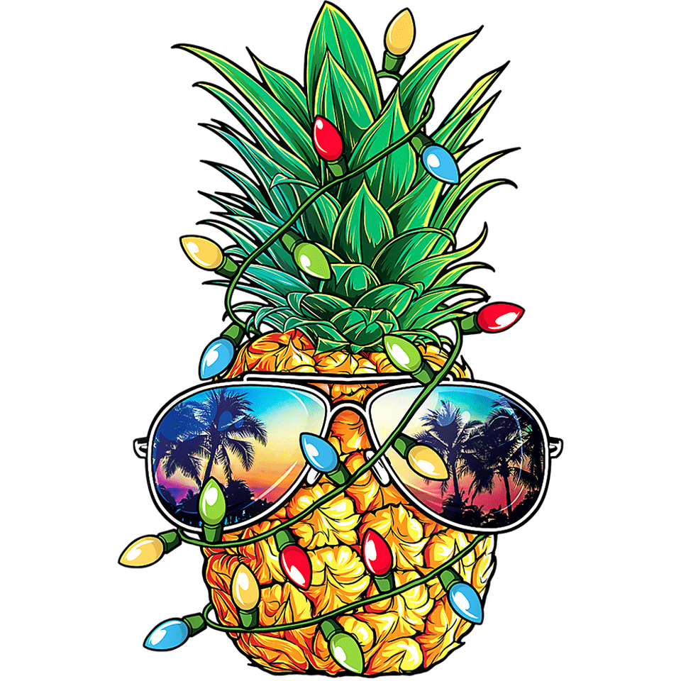 Christmas Pineapple Design - DTF Ready To Press