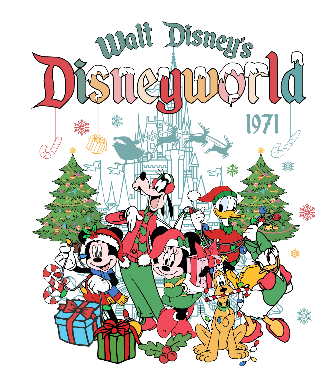 Disneyworld Christmas Design - DTF Ready To Press
