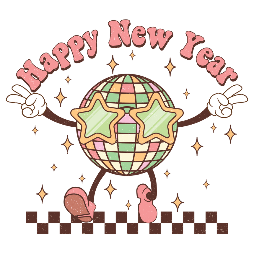Happy New Year DTF ready to press transfer design