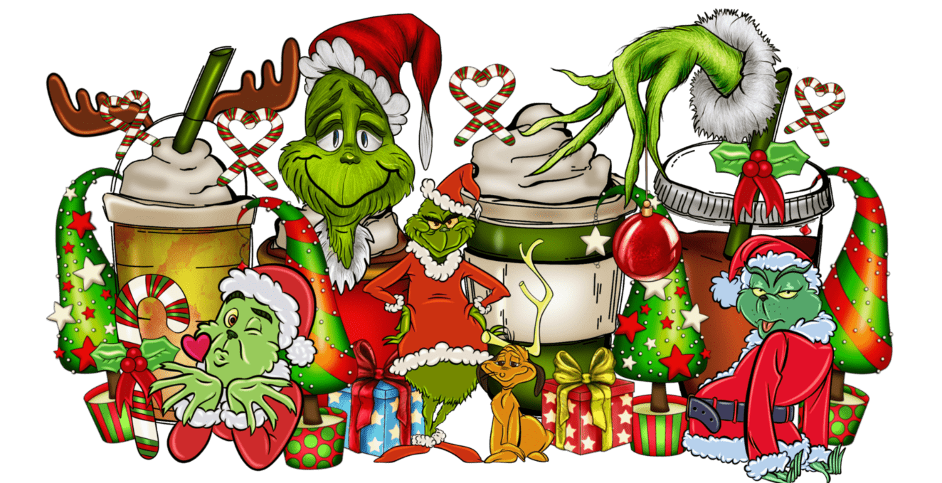 Grinch Christmas Cups Design - DTF Ready To Press