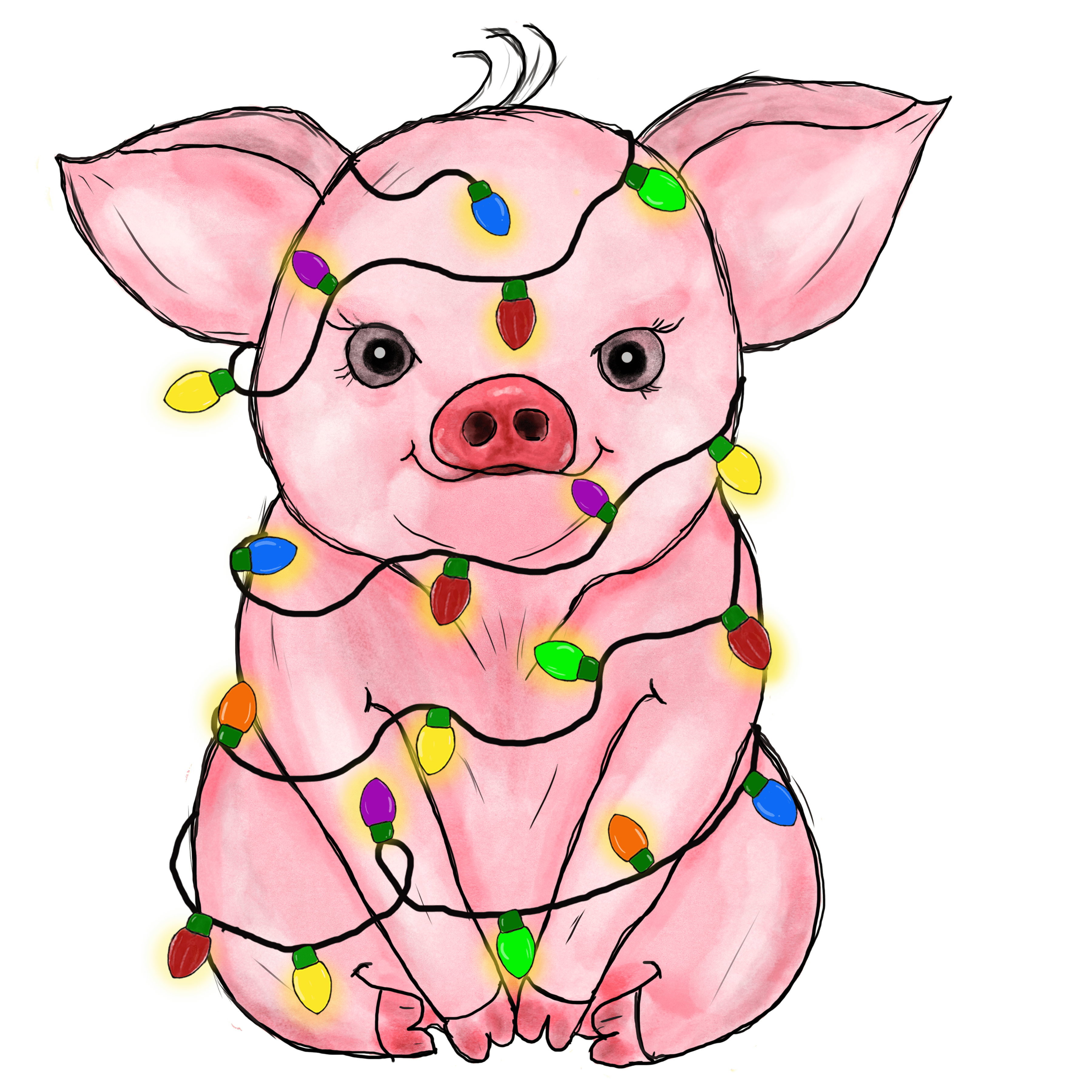 Christmas Pig Design - DTF Ready To Press