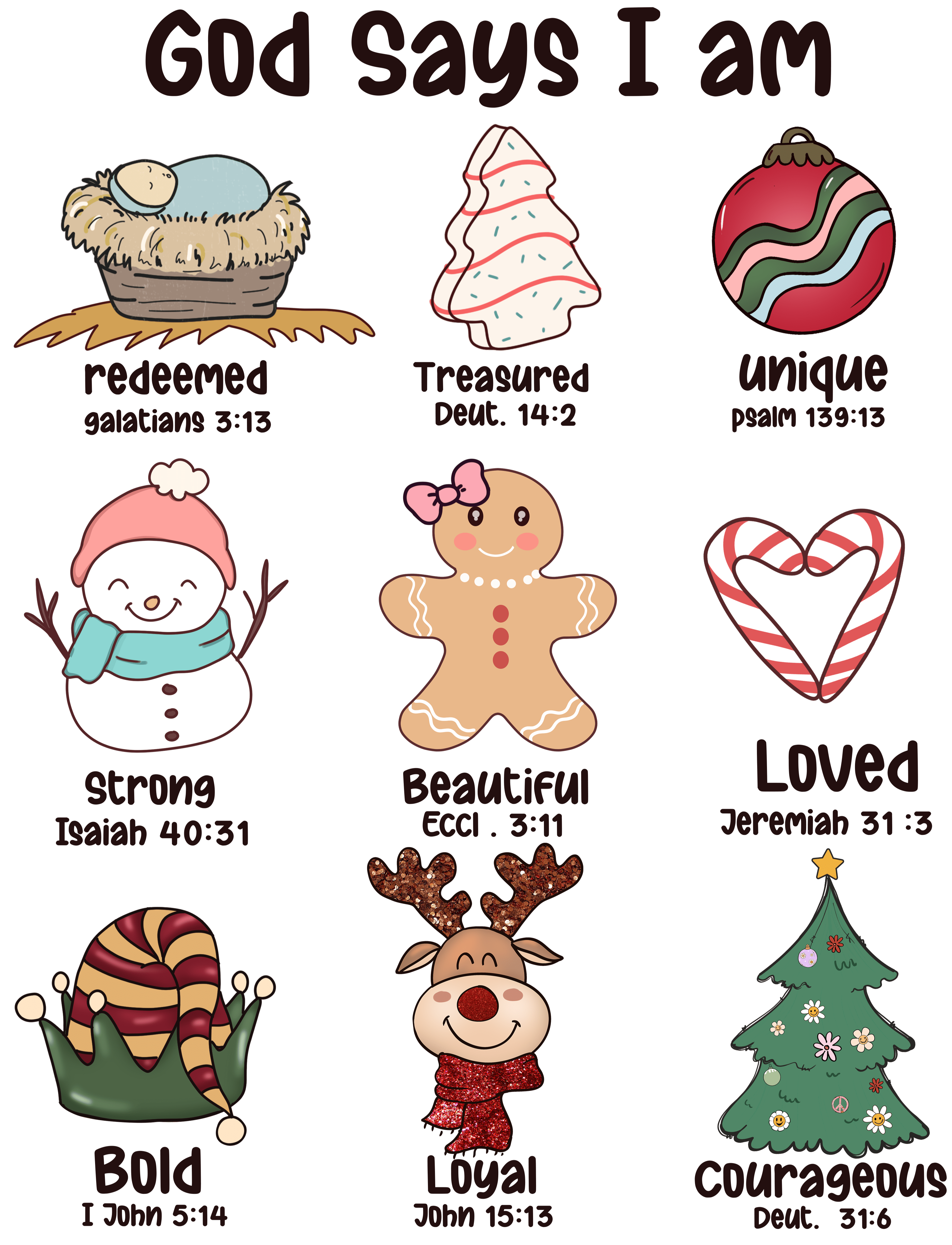 Beautiful Loved Bold Loyal Christmas Design | DTF Jersey