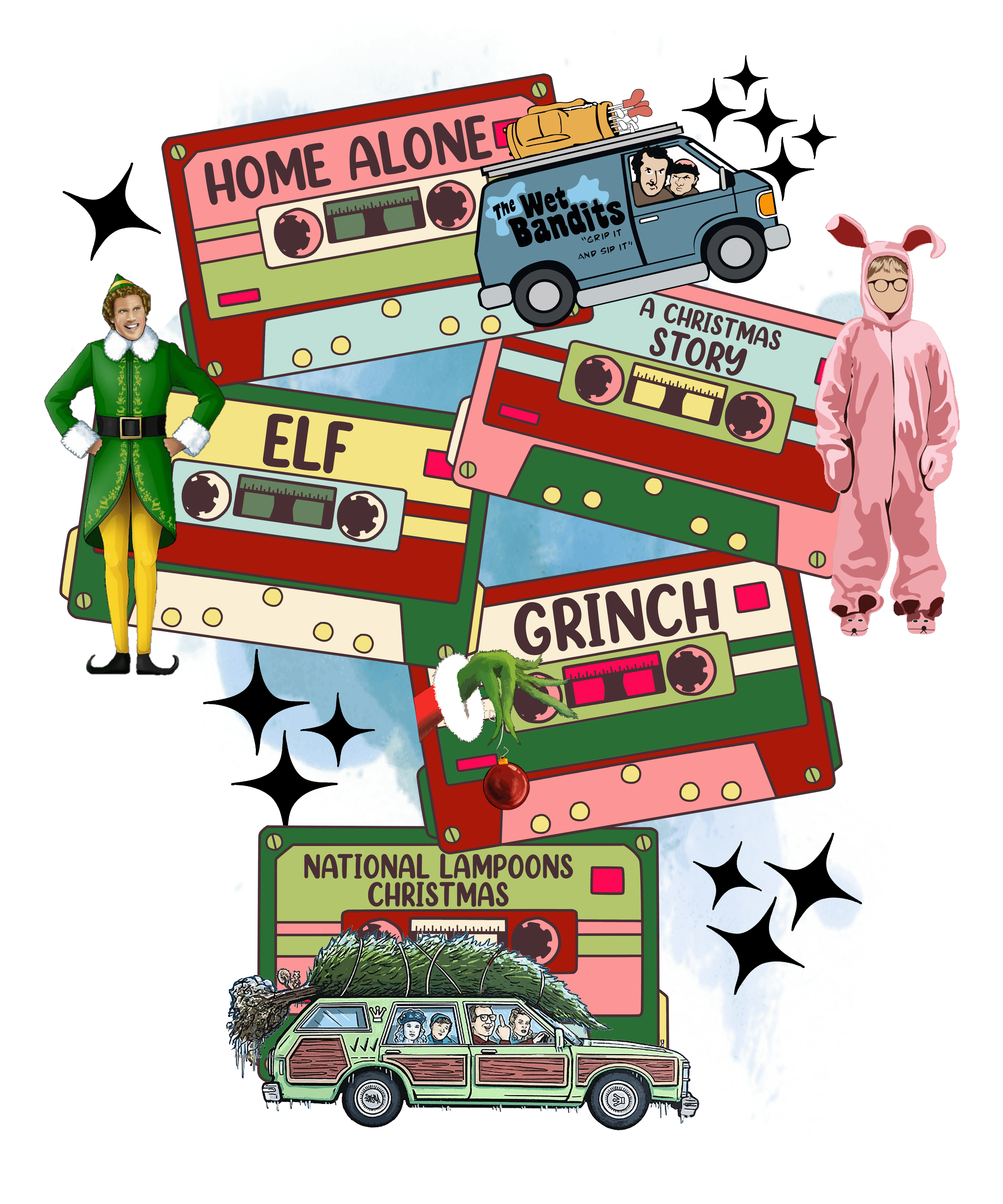 Christmas Movie Tape Design - DTF Ready To Press