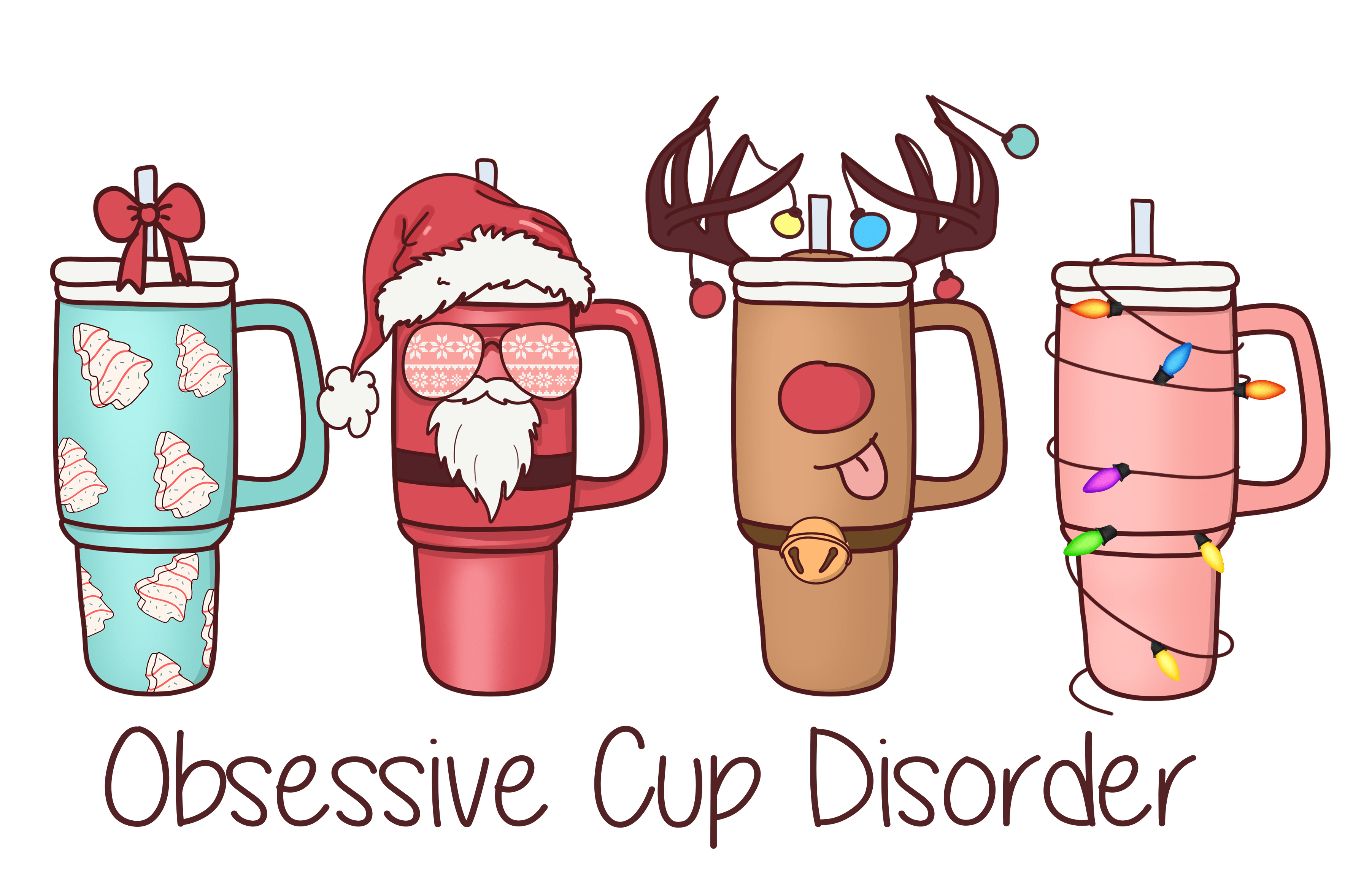 Christmas Cups Design Ready to Press | DTF Jersey
