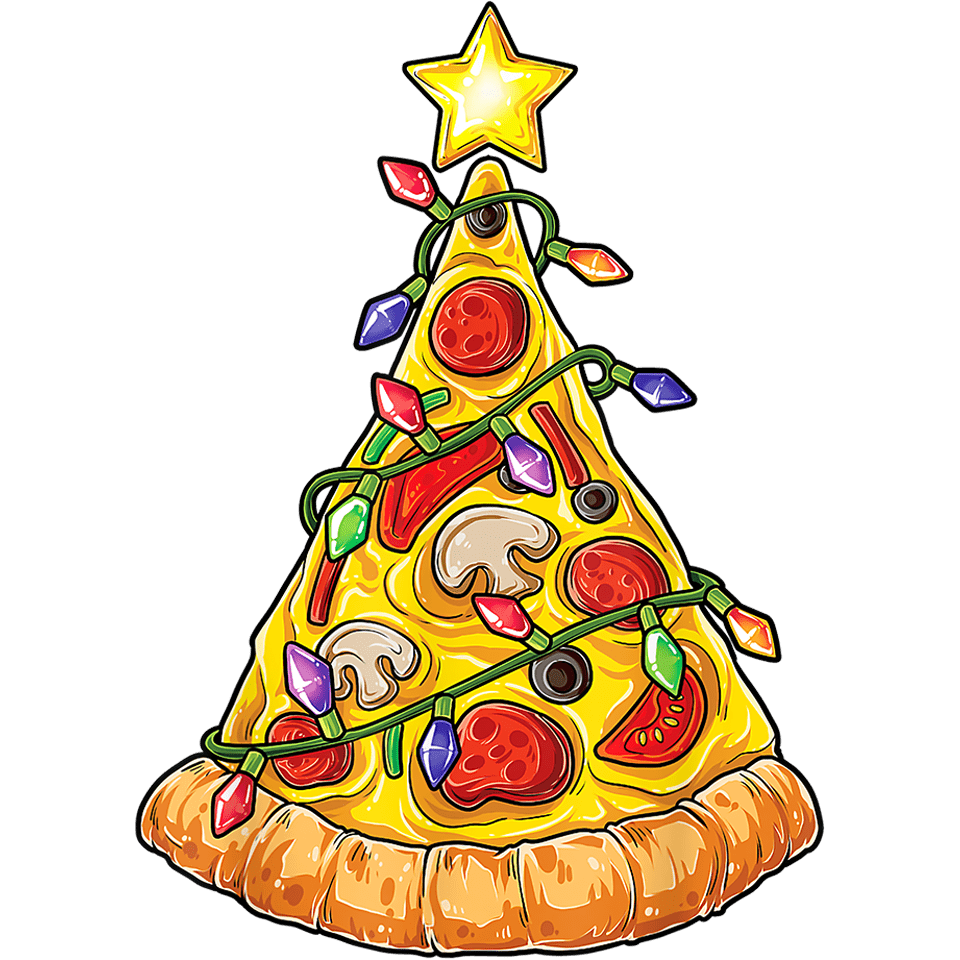 Christmas Pizza Tree Design - DTF Ready To Press
