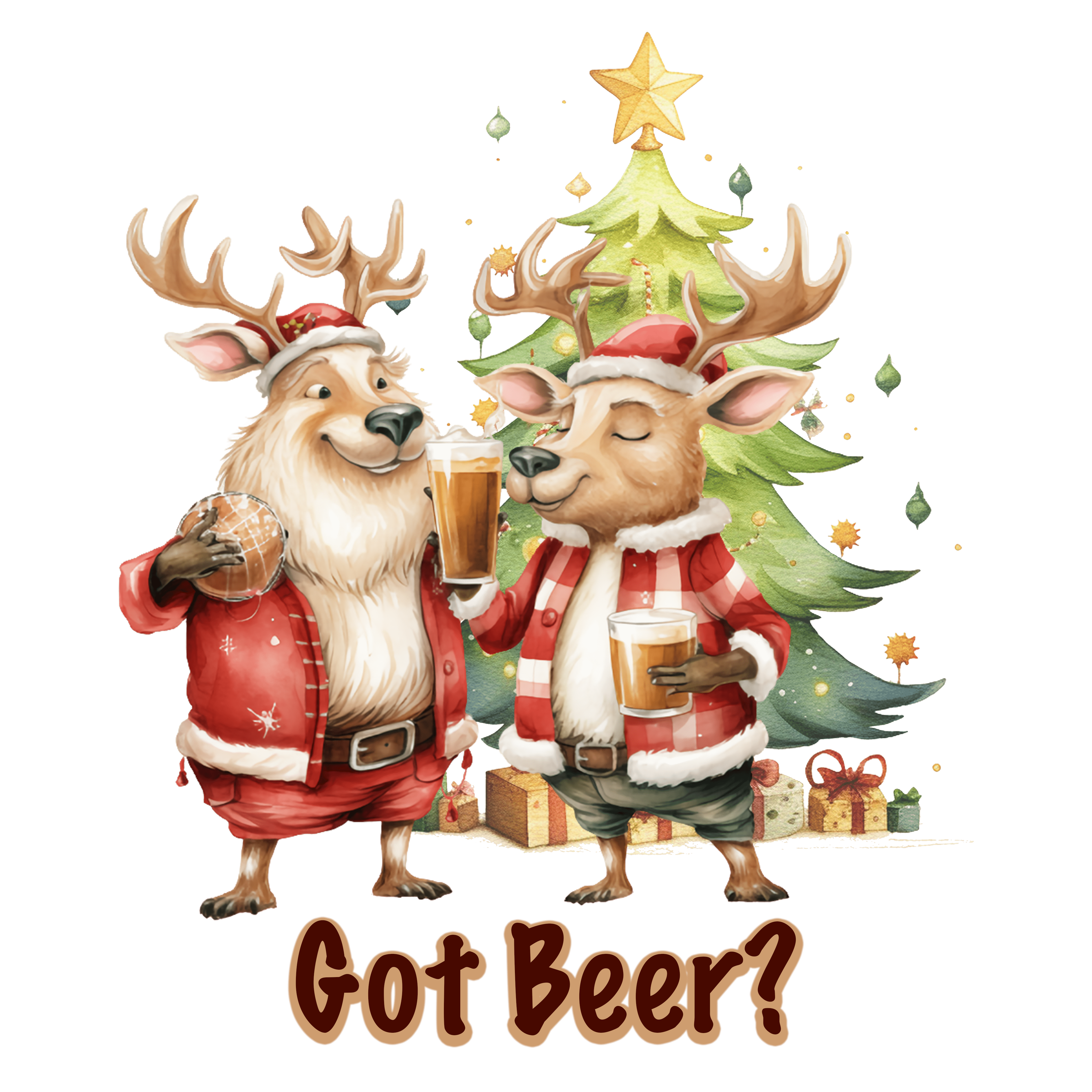Got Beer Christmas Deer Design - DTF Ready To Press
