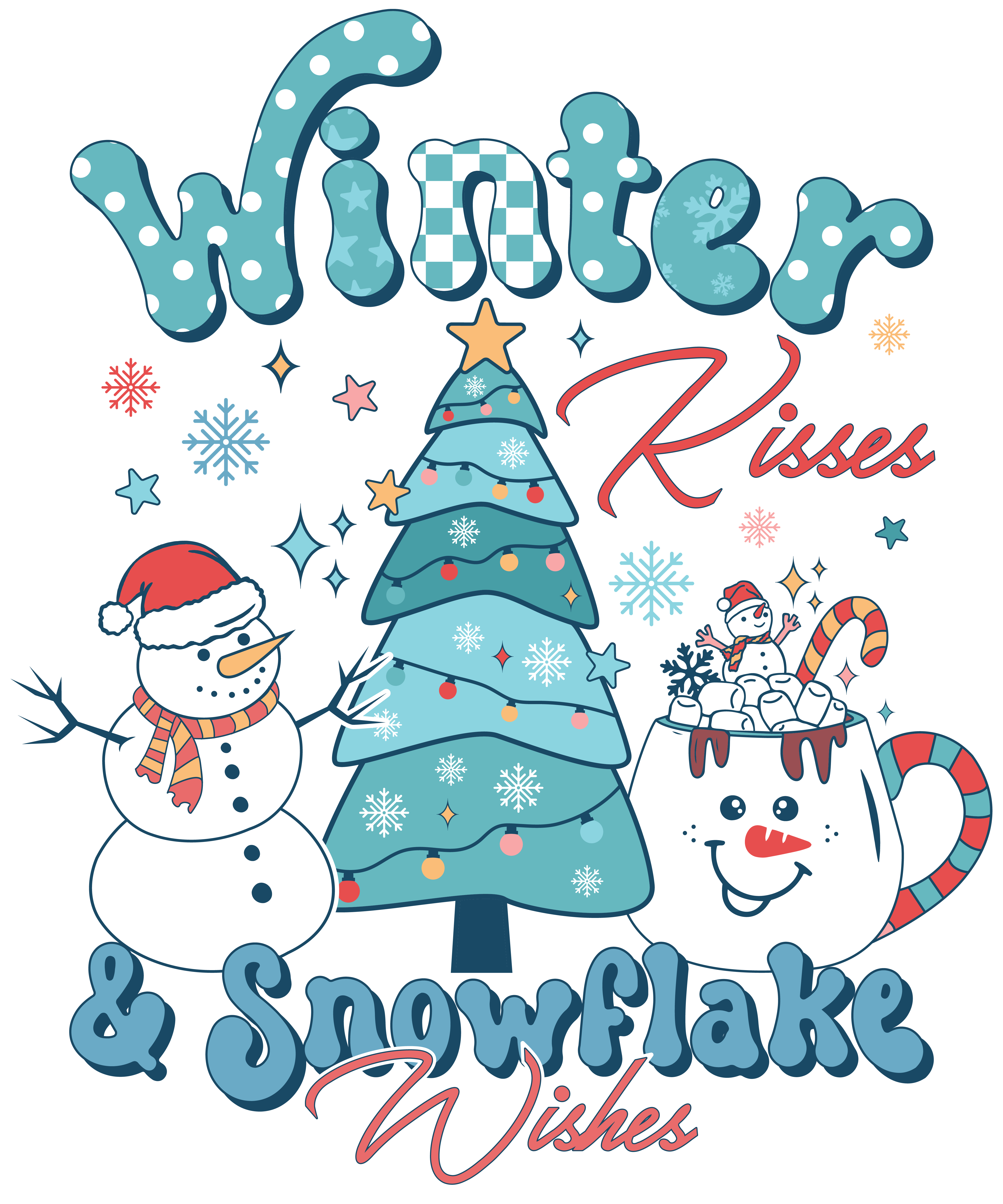 Winter Kisses and Snowflake Wishes Design | DTF Jersey